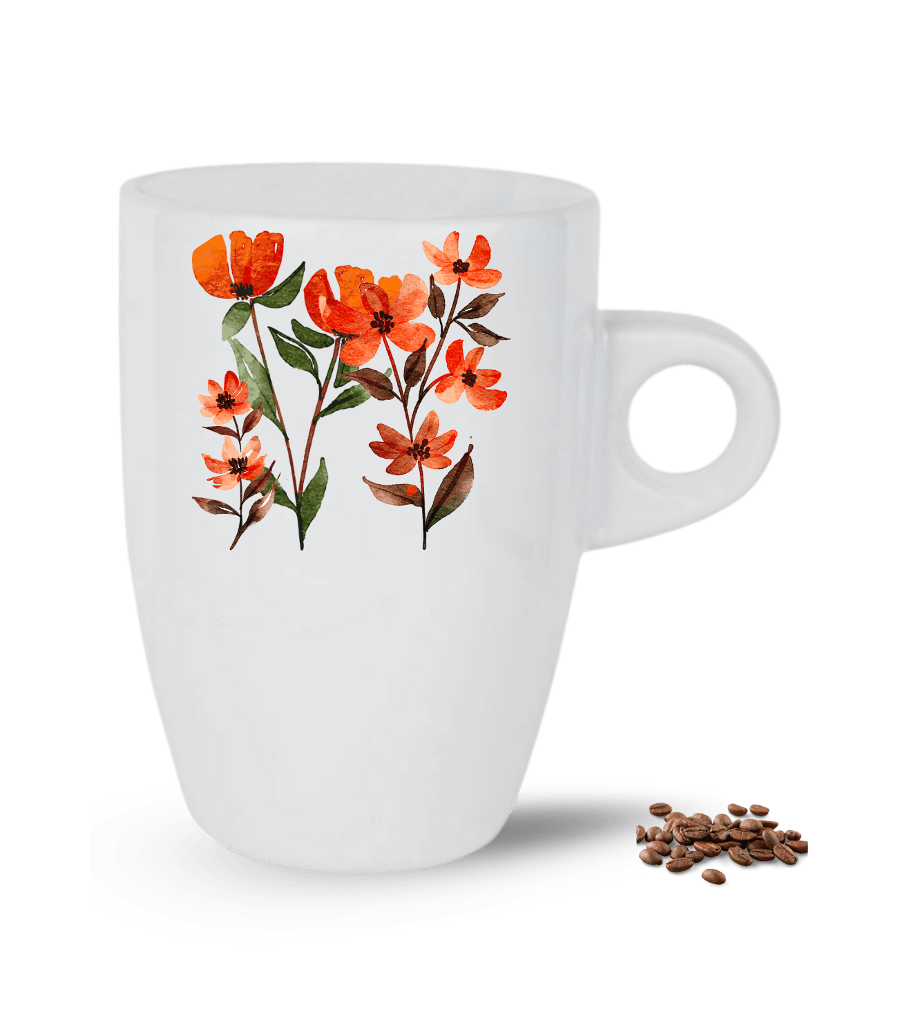 Sevgi Temalı Çiçekler Baskılı Porselen Latte Kupa Bardak