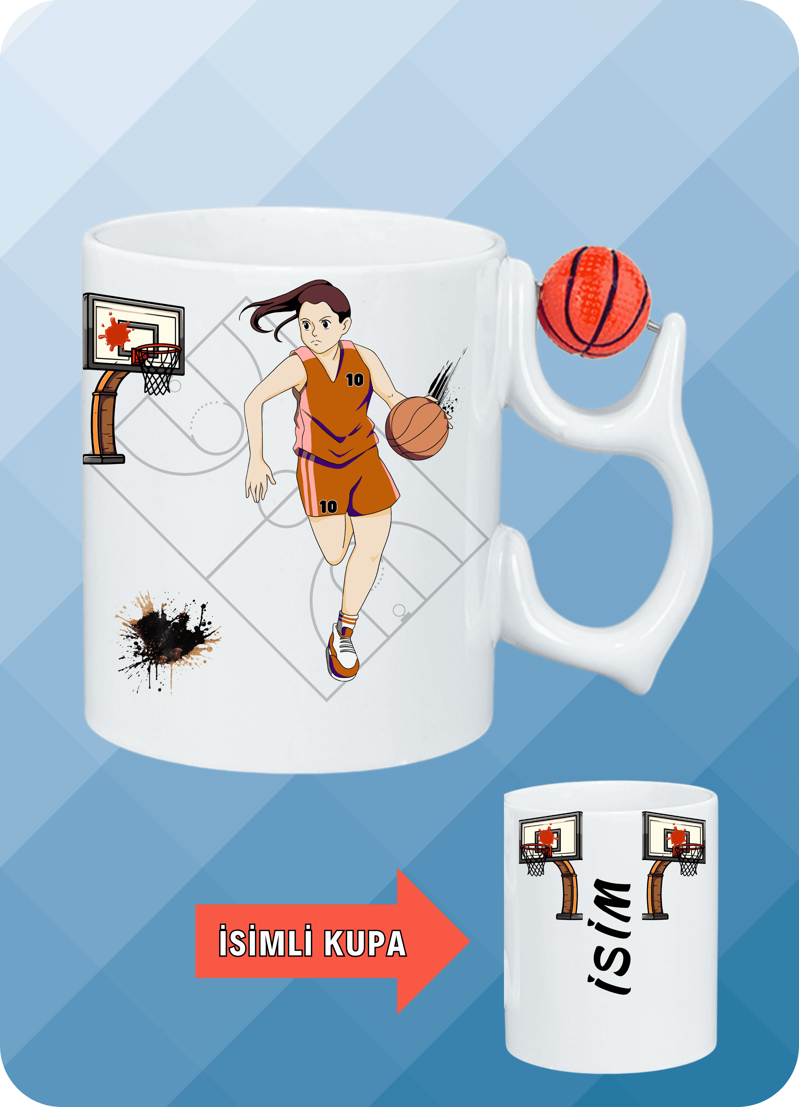 Basketbol Toplu Kadın Basketbolcu Basket Sever Kupa Bardak Çay Kahve Fincanı-4