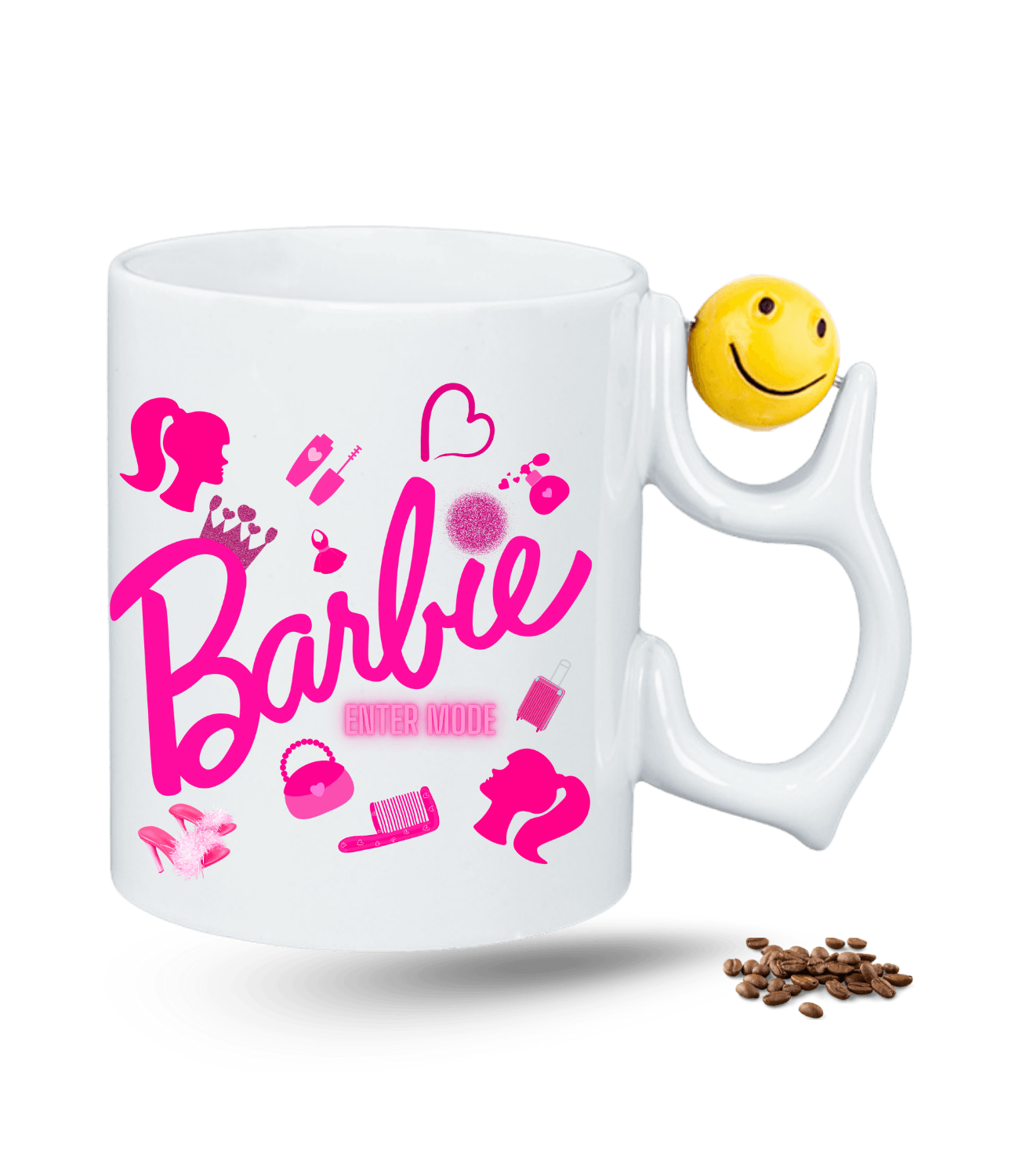 Enter Mode Barbies Baskılı Emoji Dönen Toplu Kupa Bardak Çay Kahve Fincanı