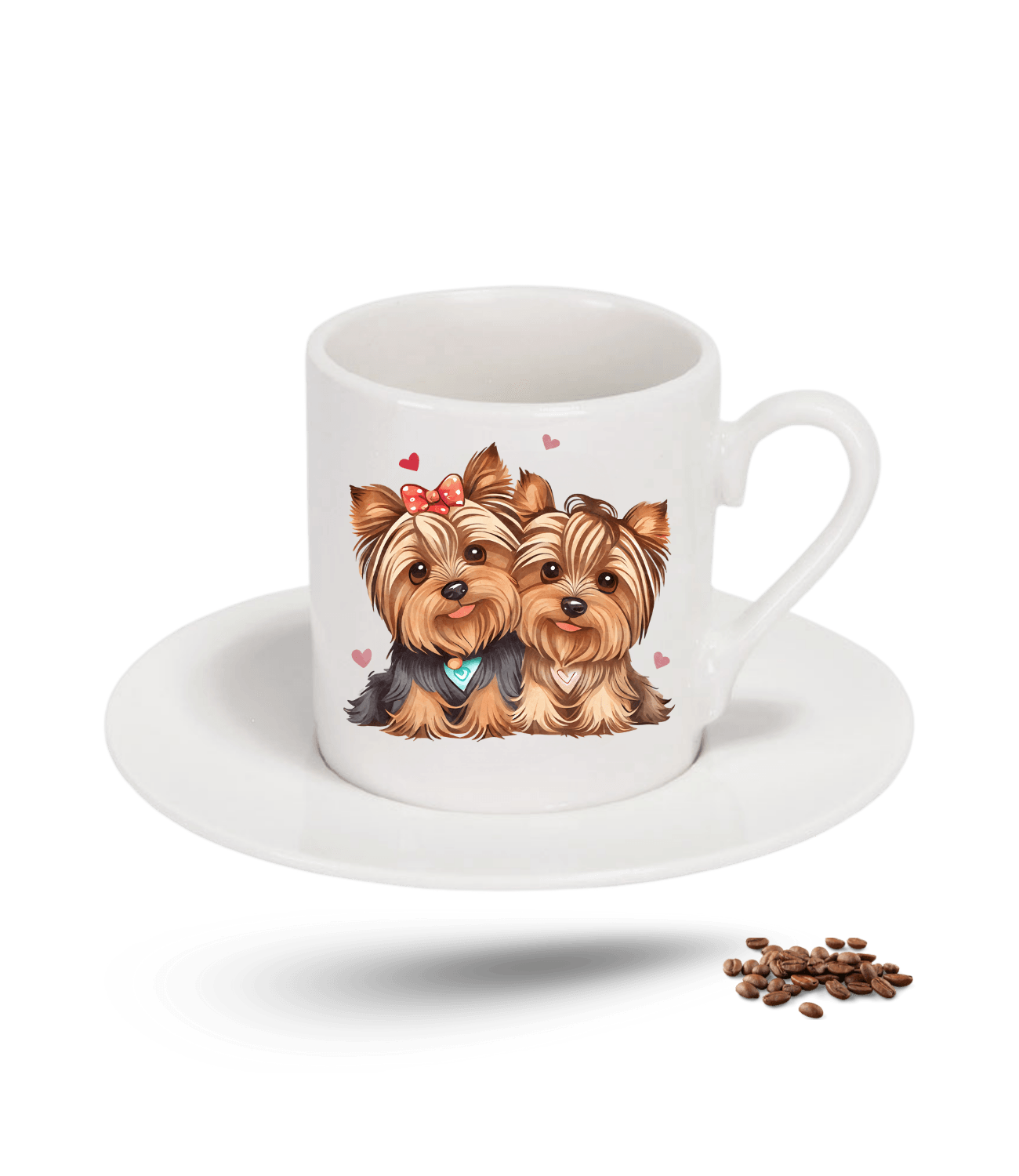 Terrier Cute Köpek Sever Kalpli Baskılı Porselen Türk Kahvesi Fincanı Tekli
