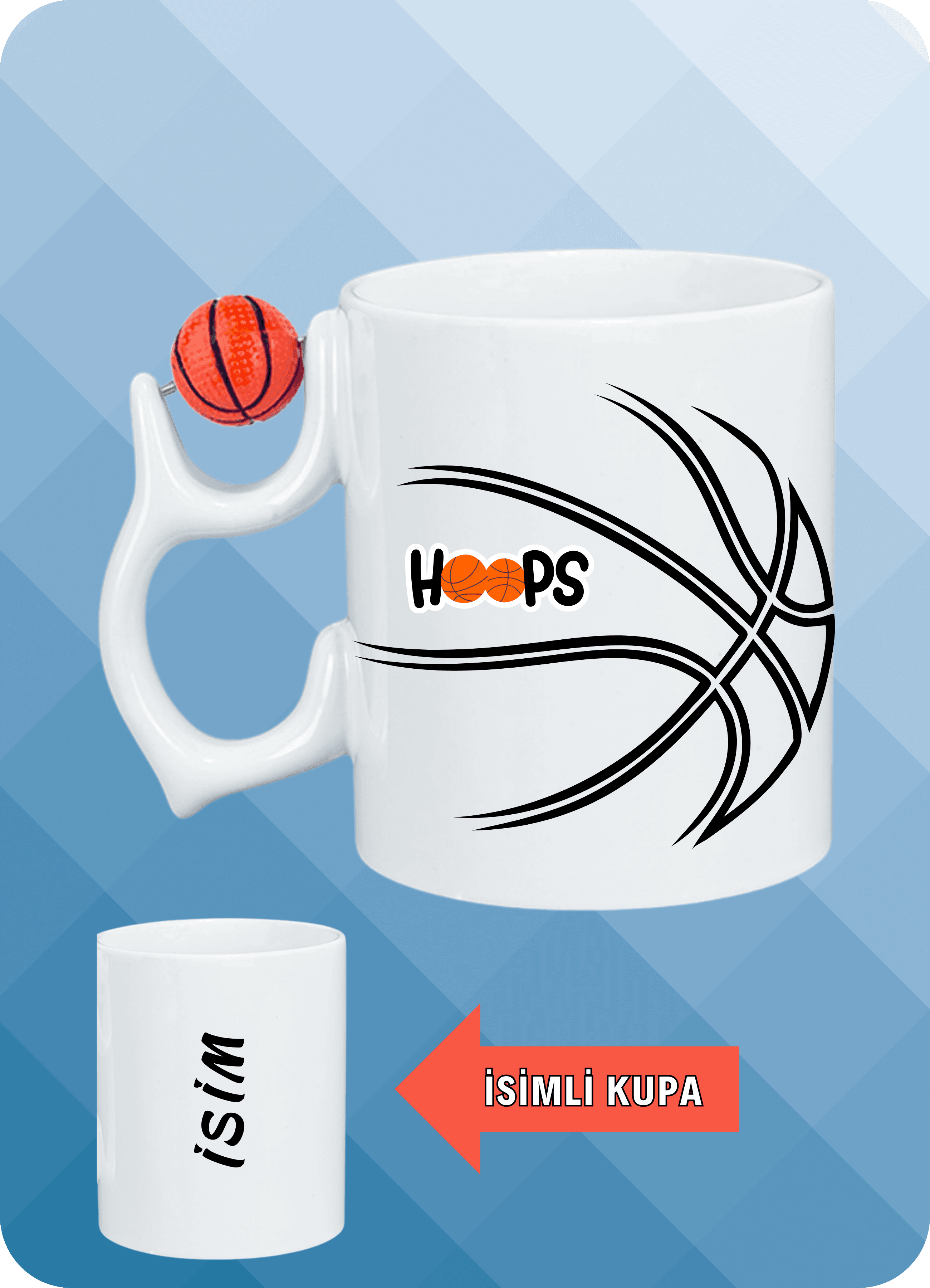 Basketbol Toplu Basket Sever Kupa Bardak Çay Kahve Fincanı-3