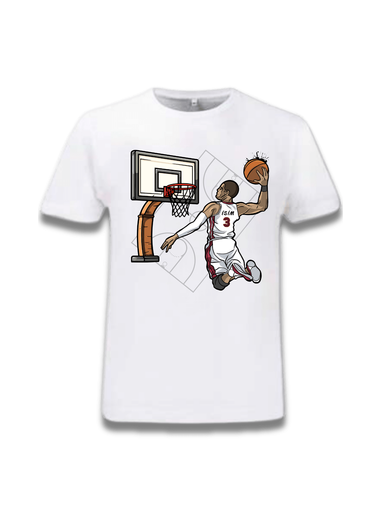Basketbol Temalı İsimli Erkek Basketbol Oyunculu Baskılı Tişört-2