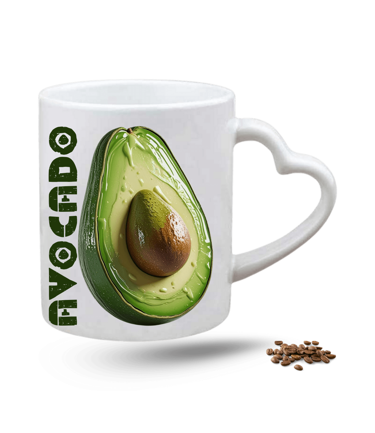 3d Avokado Baskılı Porselen Kalp Kulp Kupa Bardak