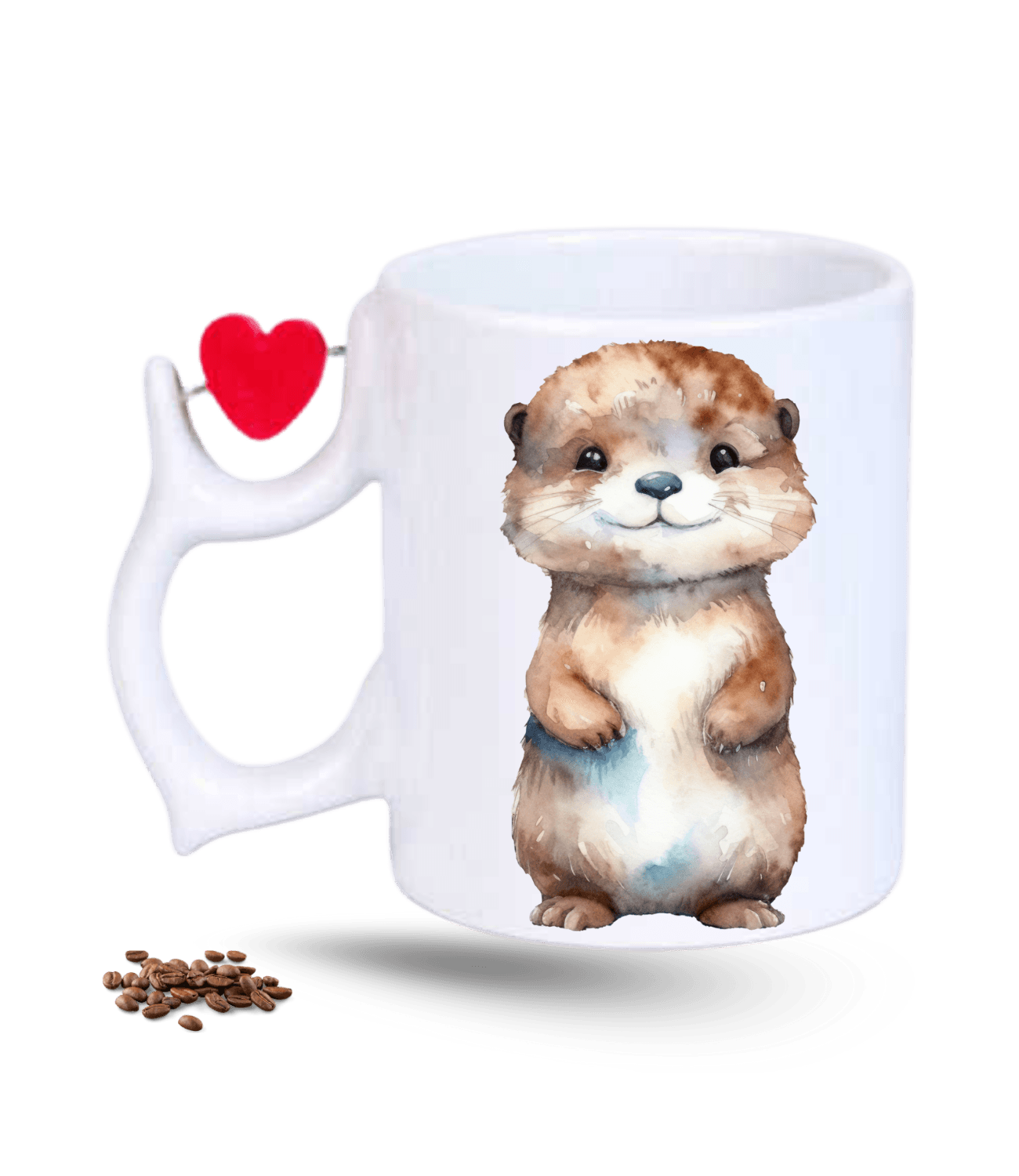 Sevimli Anime Su Samuru Cute Baskılı Porselen Dönen Kalp Figürlü Kupa Bardak