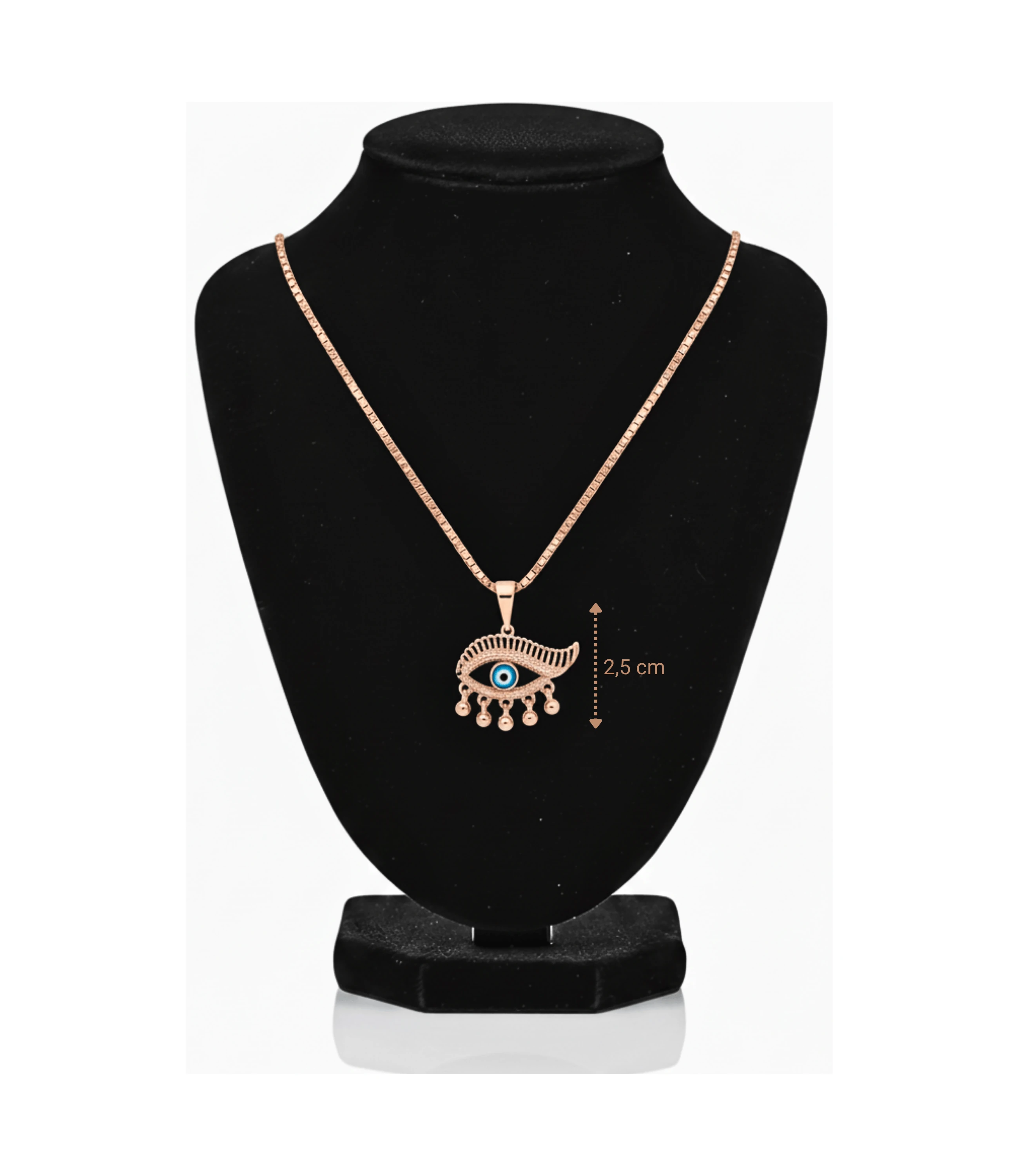 Göz Nazarlık Göz Yaşı Temalı Rose Altın Kaplama Vip Seri Kolye Xuping 43cm