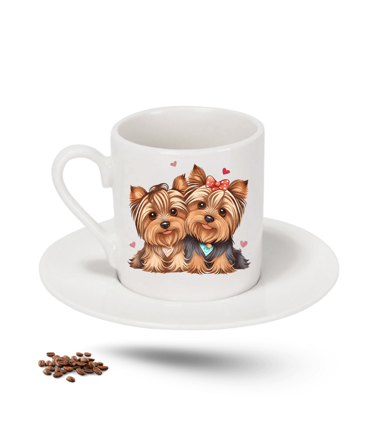 Terrier Cute Köpek Sever Kalpli Baskılı Porselen Türk Kahvesi Fincanı Tekli
