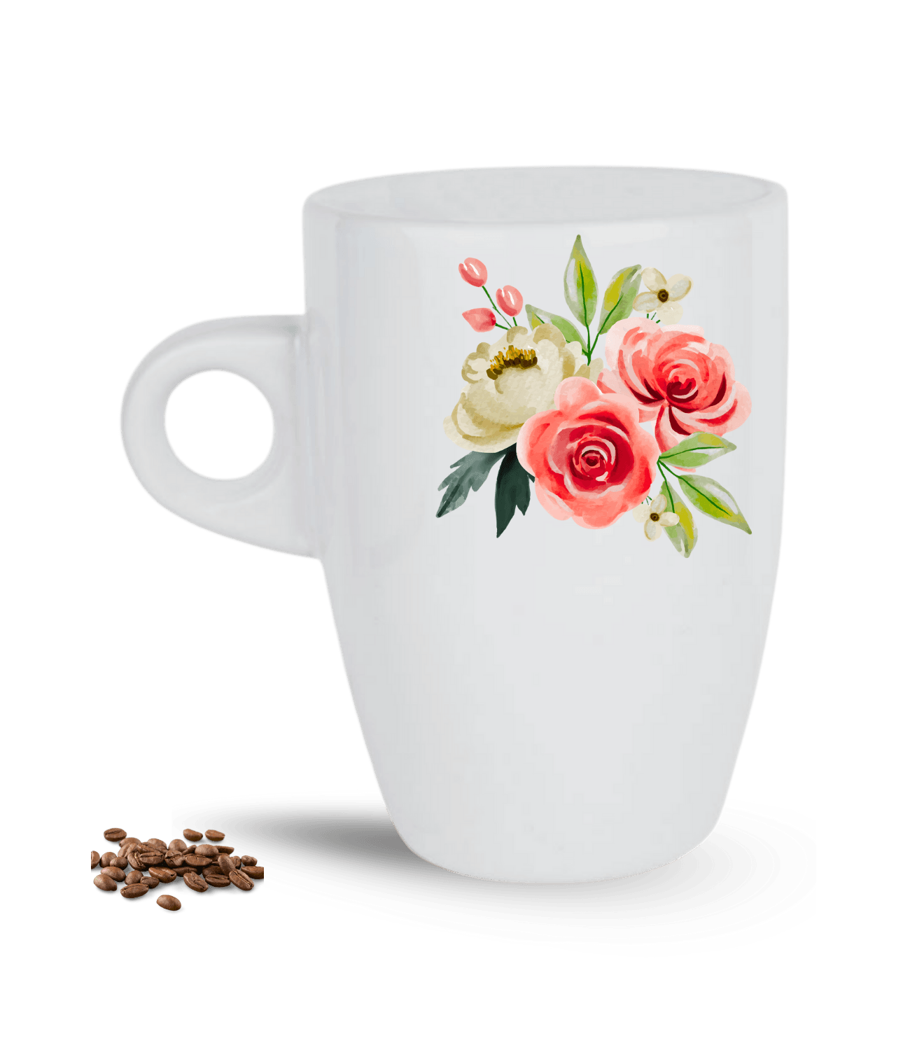 Sevgi Temalı Çiçek Buketi Baskılı Porselen Latte Kupa Bardak