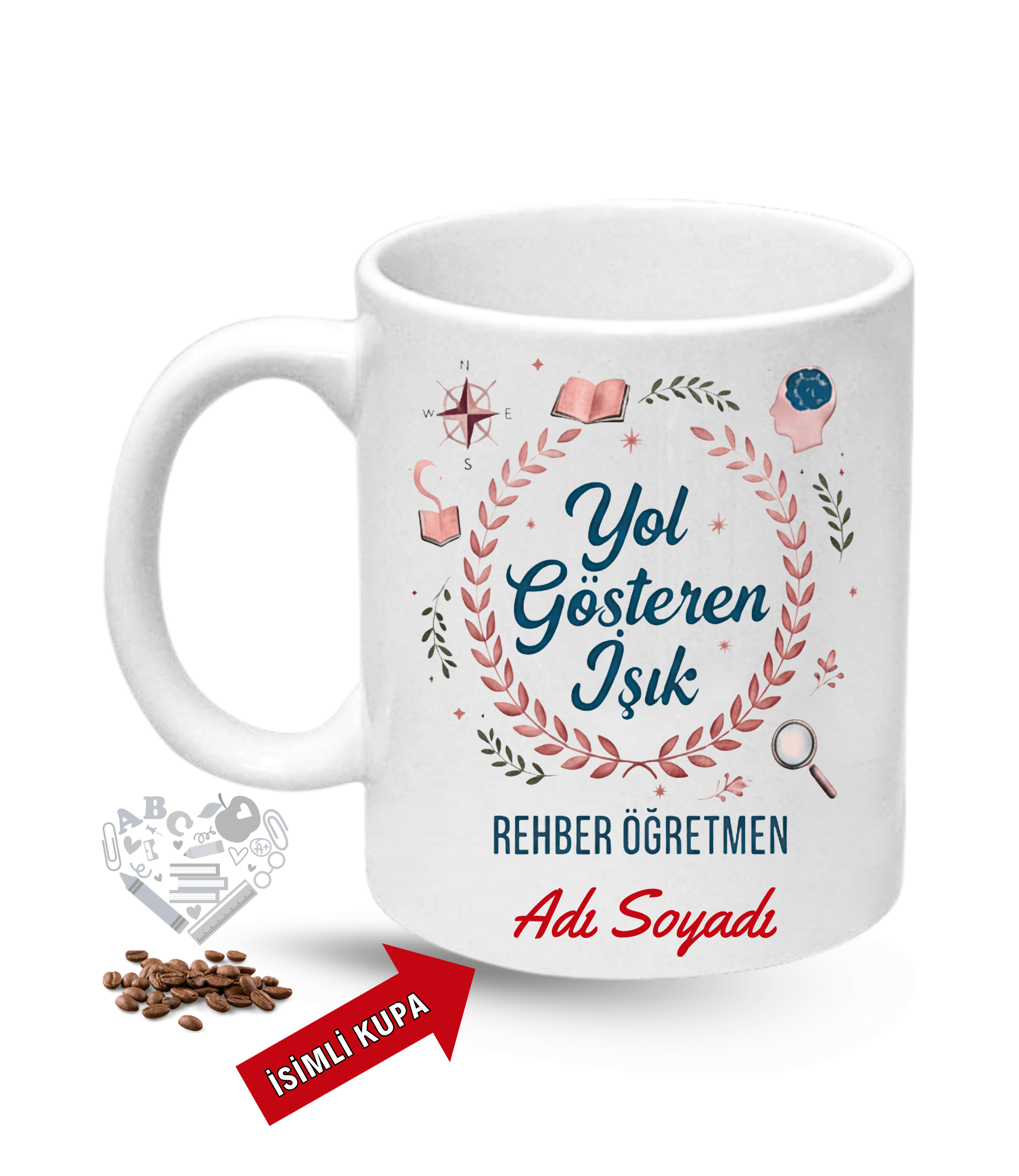 Öğretmenler Günü Rehber Öğretmen İsimli Baskılı Porselen Kupa Bardak