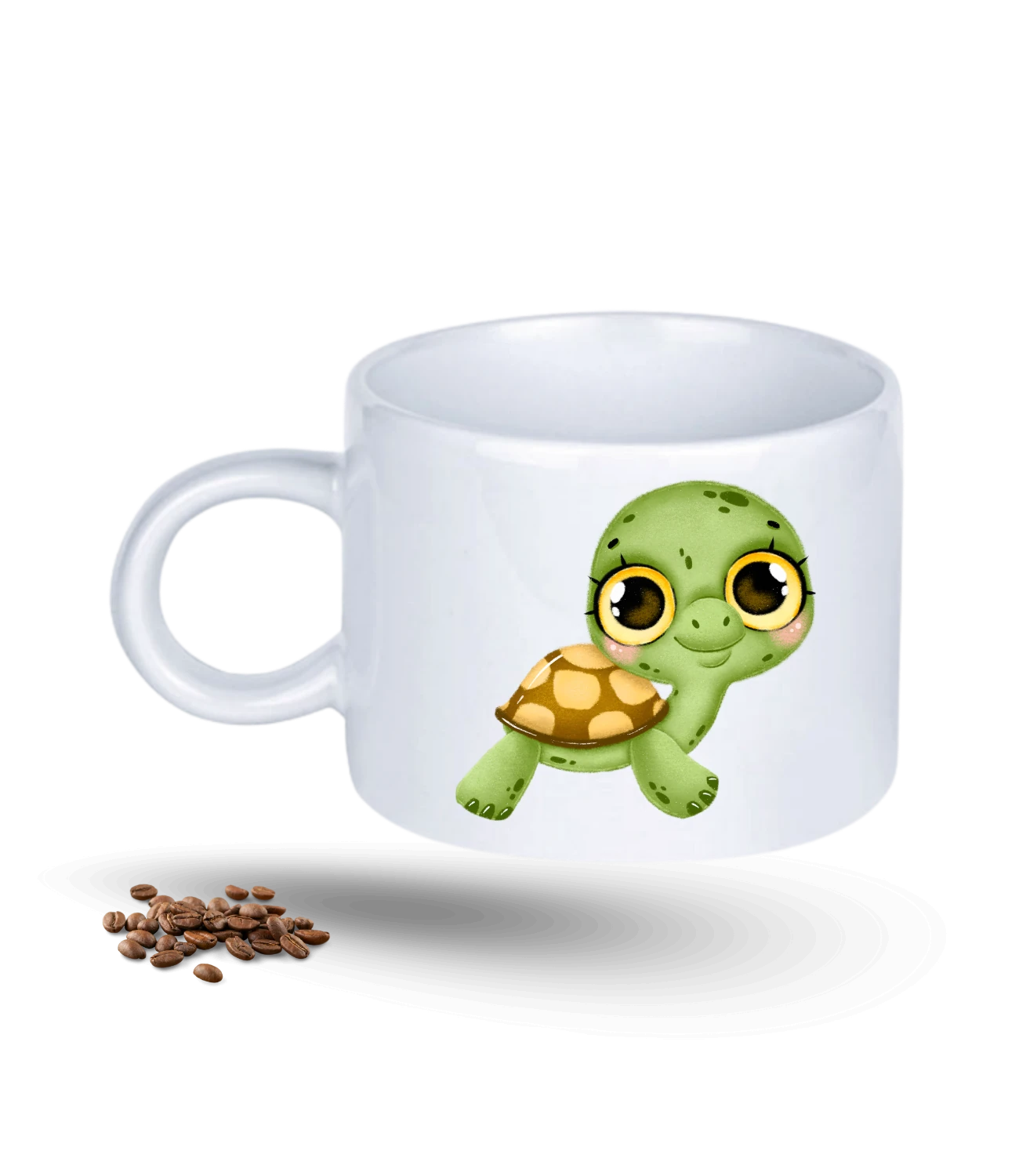 Sevimli Kaplumbağa Baskılı Porselen Motto Kupa Bardak