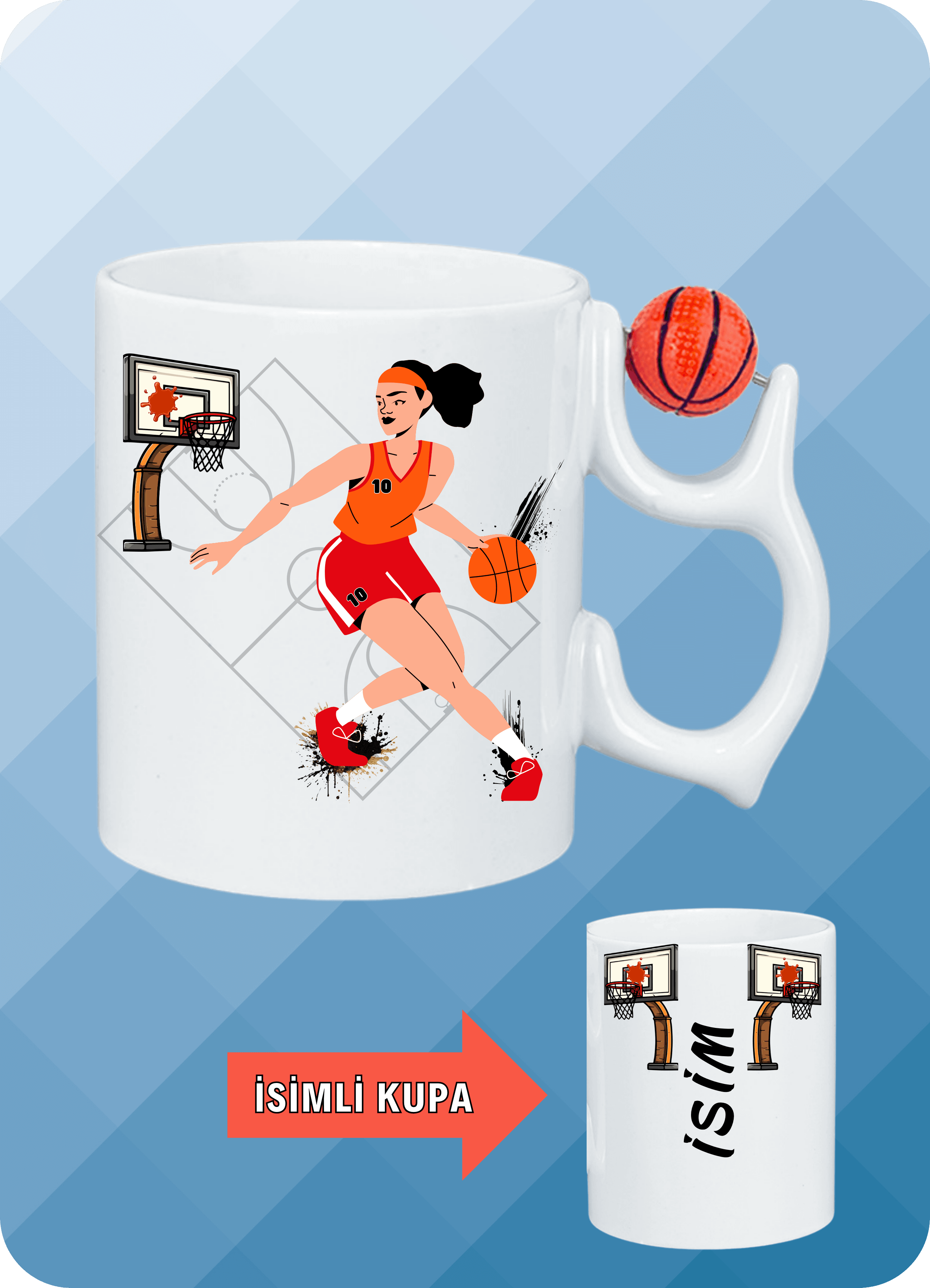 Basketbol Toplu Kadın Basketbolcu Basket Sever Kupa Bardak Çay Kahve Fincanı-3