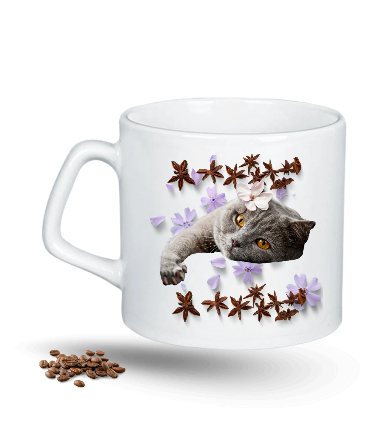 Sevimli Kedi Temalı Kedi Sever Baskılı Porselen Afilli Kupa Bardak