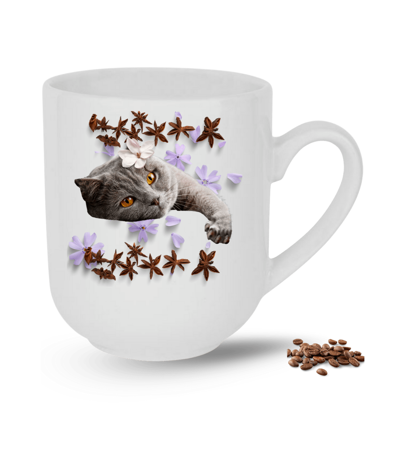 Sevimli Kedi Temalı Kedi Sever Baskılı Elit Lüx Porselen Kupa Bardak