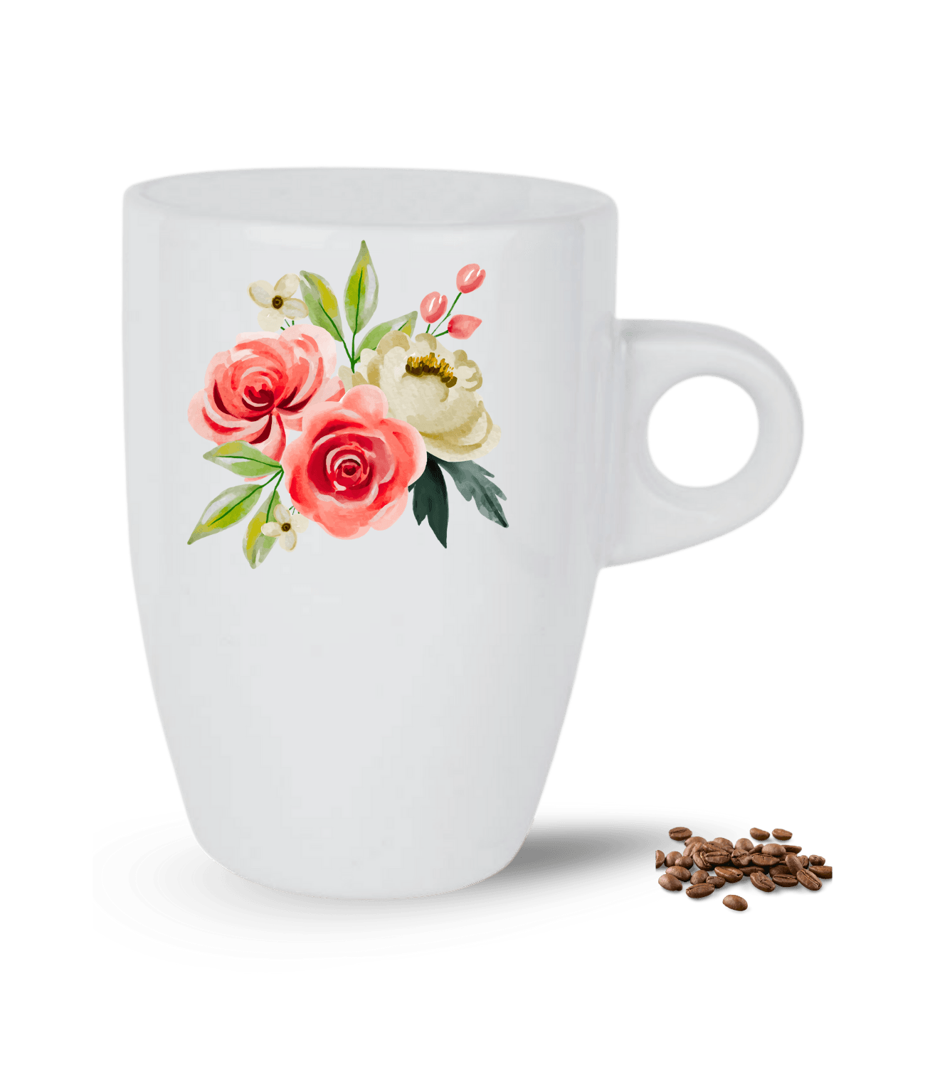 Sevgi Temalı Çiçek Buketi Baskılı Porselen Latte Kupa Bardak