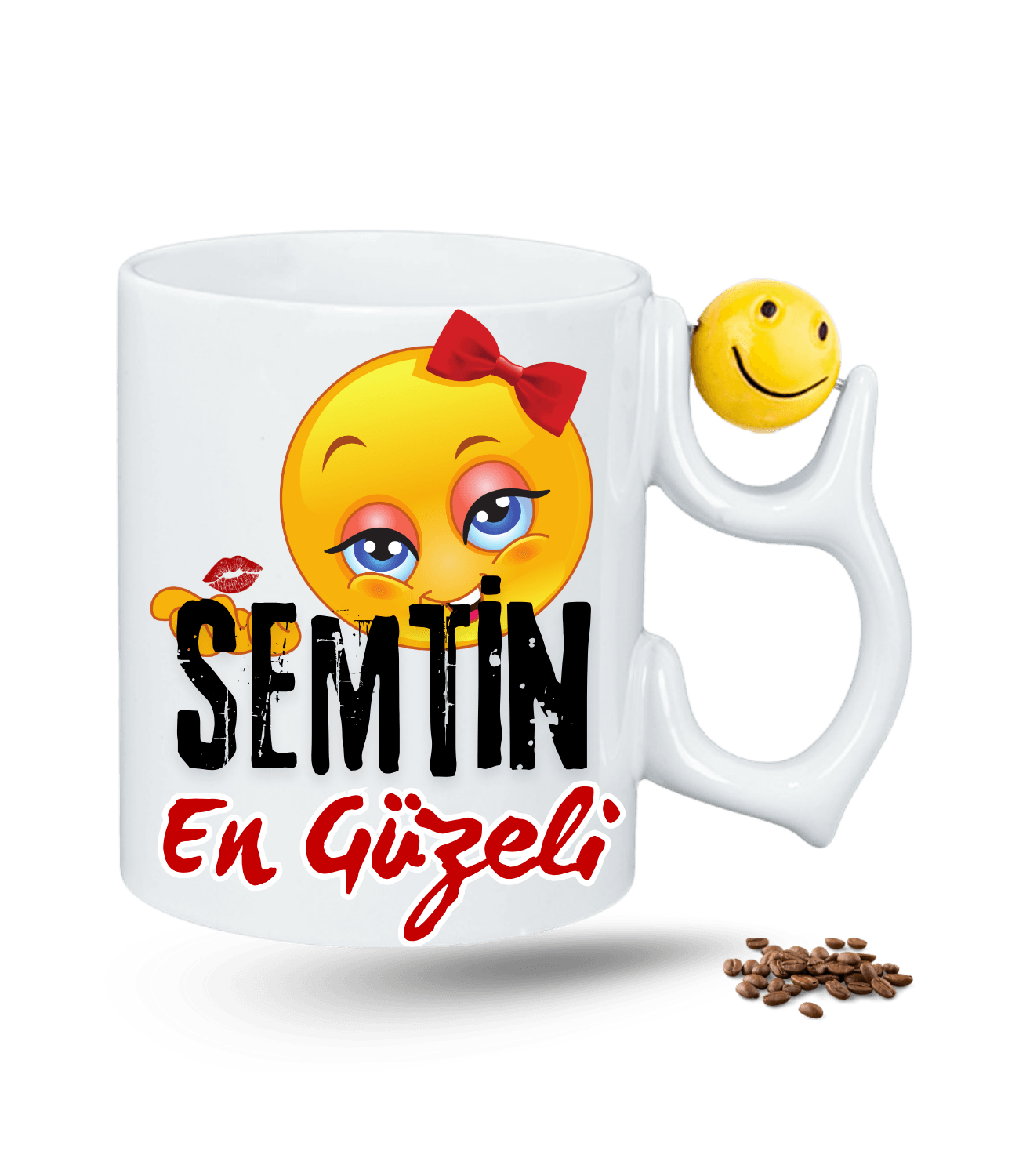 Semtin En Güzeli Baskılı Emoji Dönen Toplu Kupa Bardak Çay Kahve Fincanı