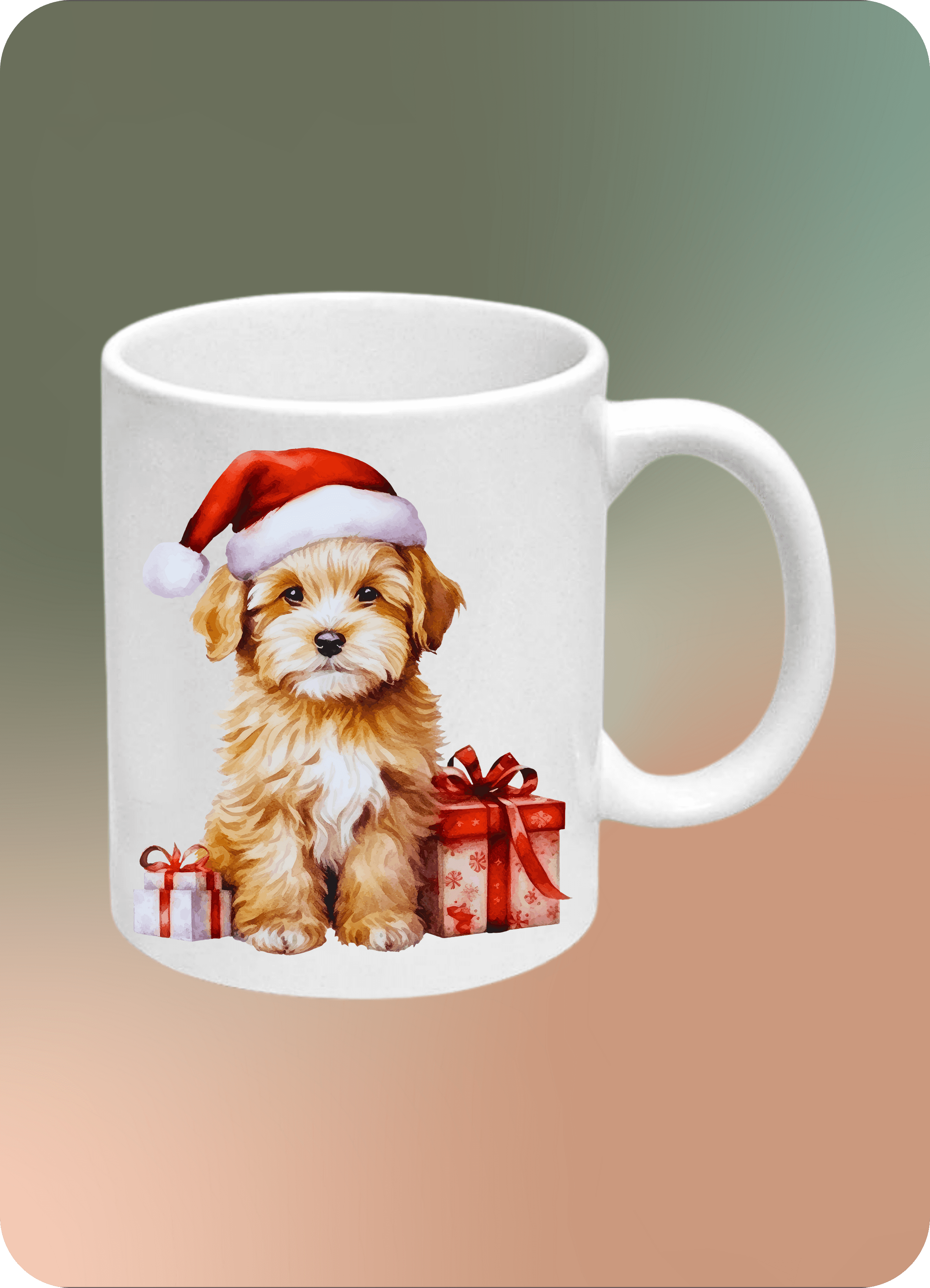Noel Terrier Köpek Baskılı Kupa Bardak Çay Kahve Fincanı