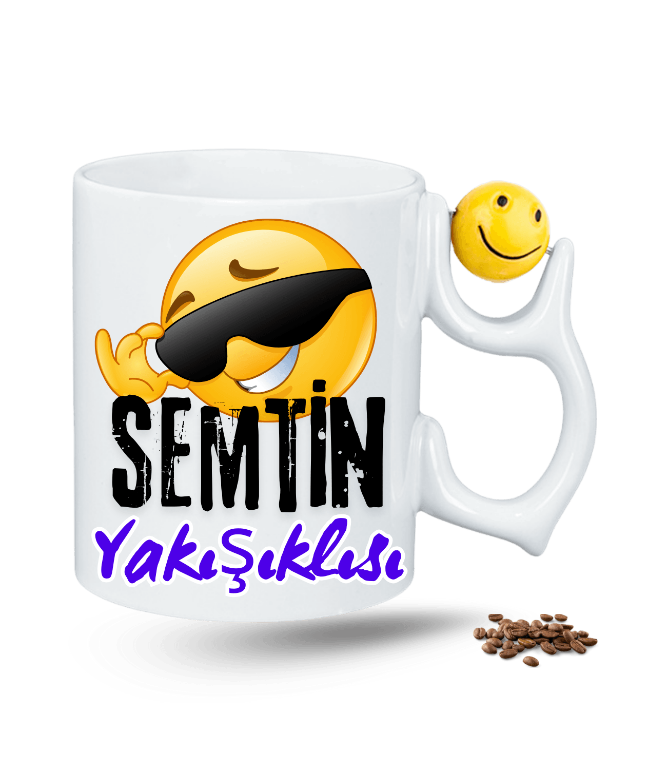 Semtin Yakışıklısı Baskılı Emoji Dönen Toplu Kupa Bardak Çay Kahve Fincanı