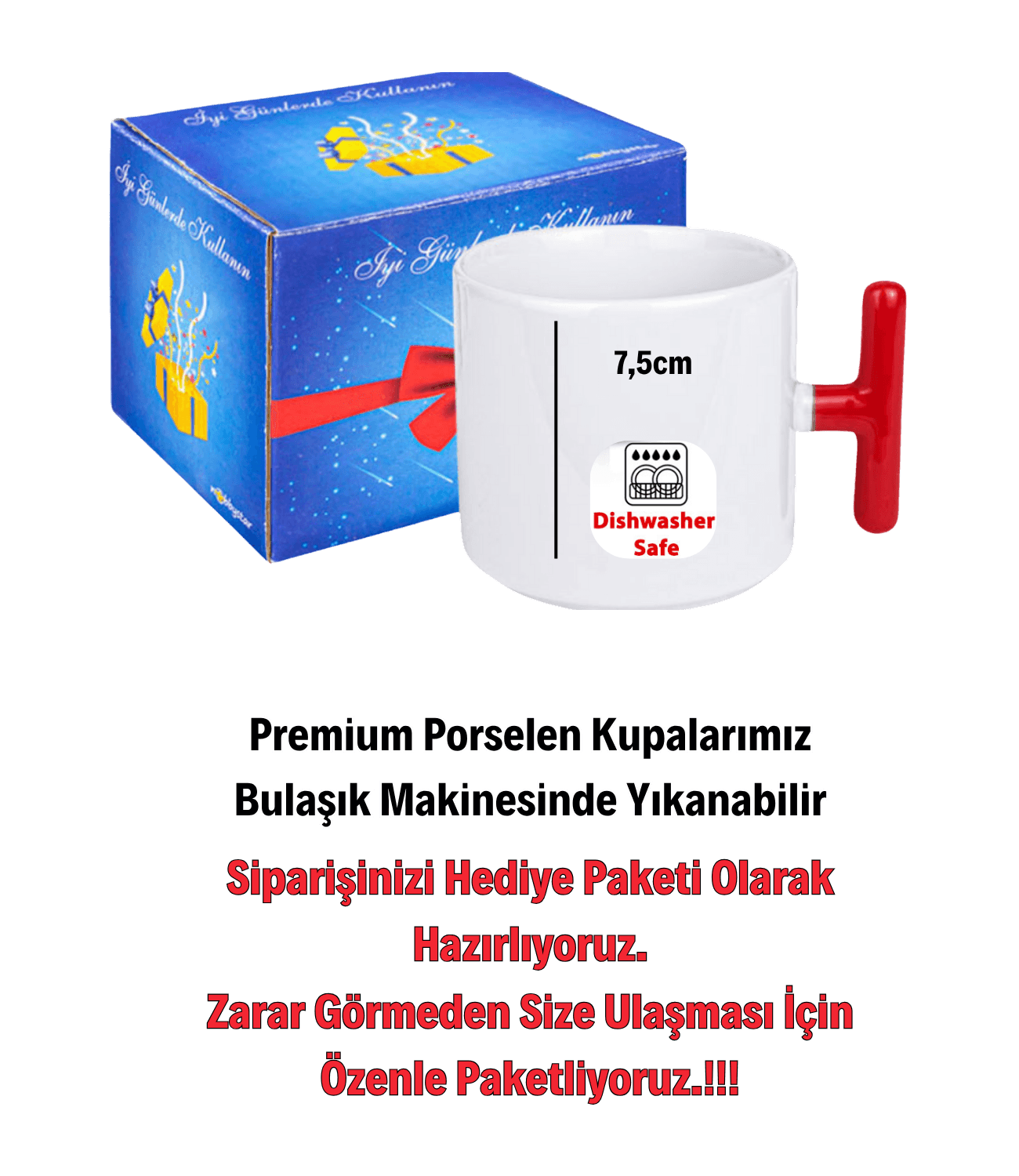 Japon Gülü Baskılı T Saplı Porselen Kupa Bardak