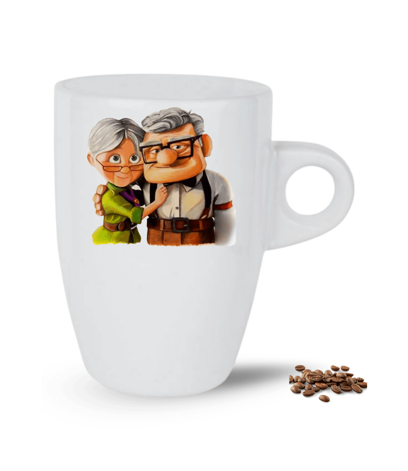 Yukarı Bak Yaşlı Çift Carl and Ellie Baskılı Porselen Latte Kupa Bardak