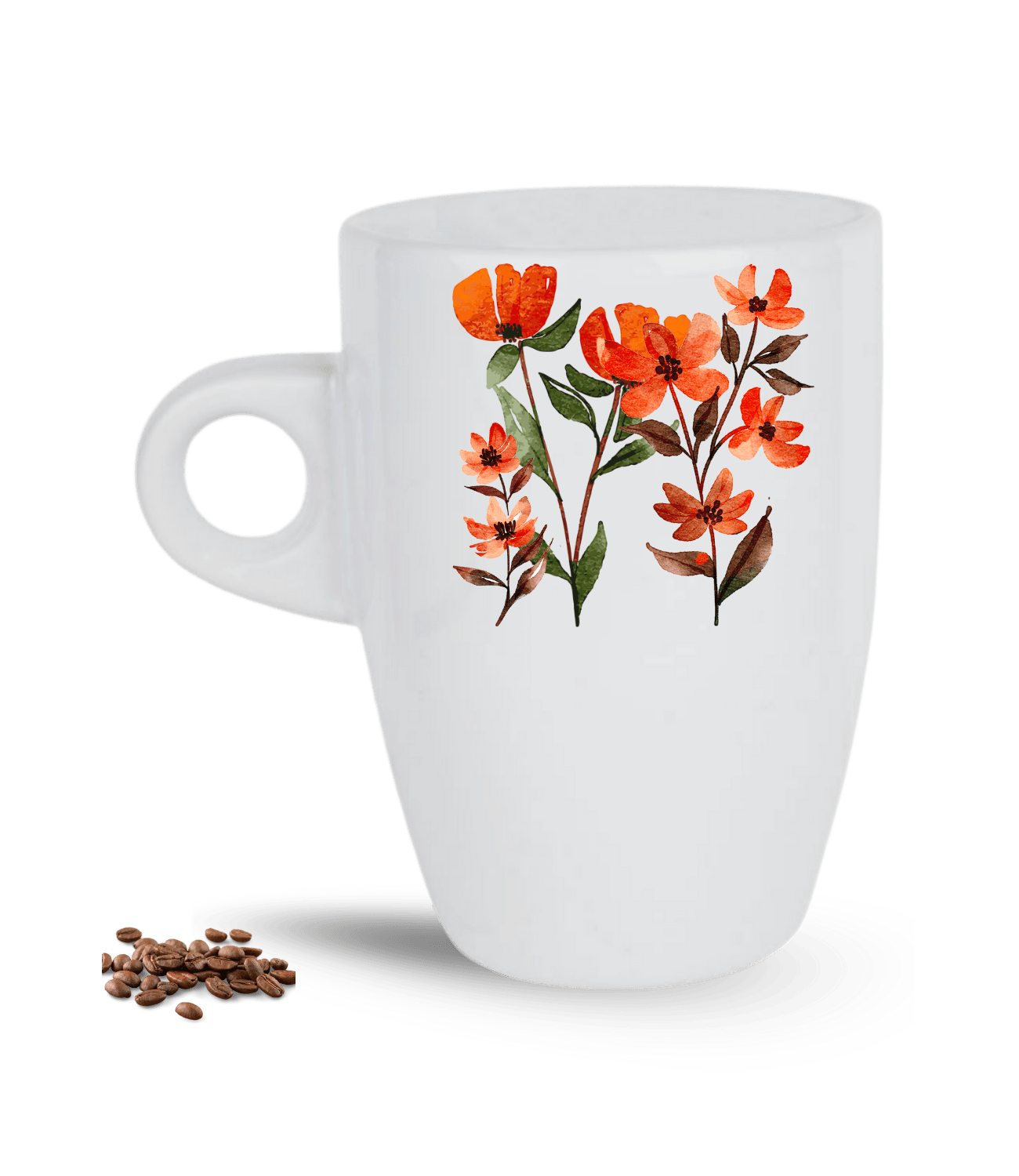 Sevgi Temalı Çiçekler Baskılı Porselen Latte Kupa Bardak