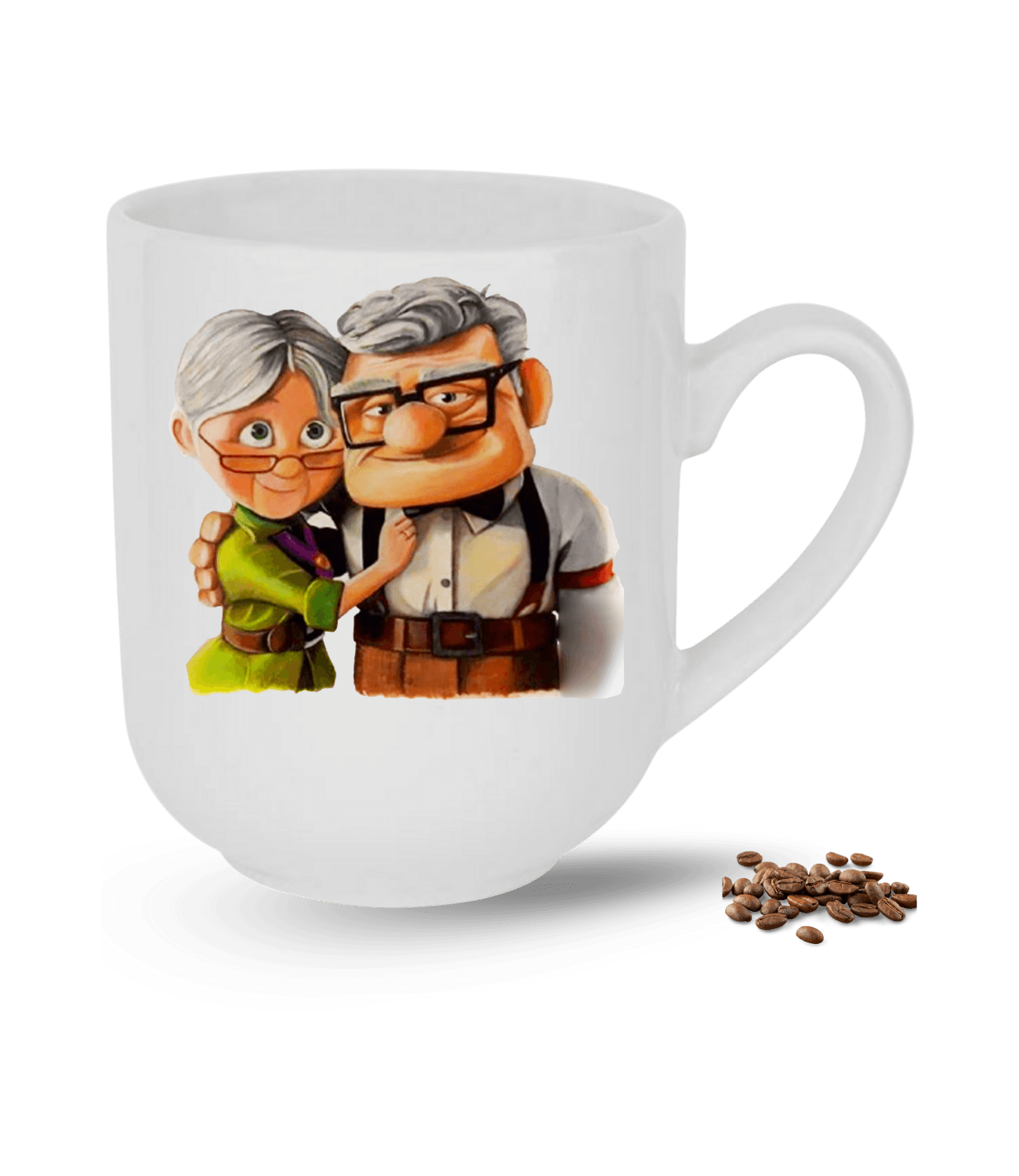 Yukarı Bak Yaşlı Çift Carl and Ellie Baskılı Elit Lüx Porselen Kupa Bardak