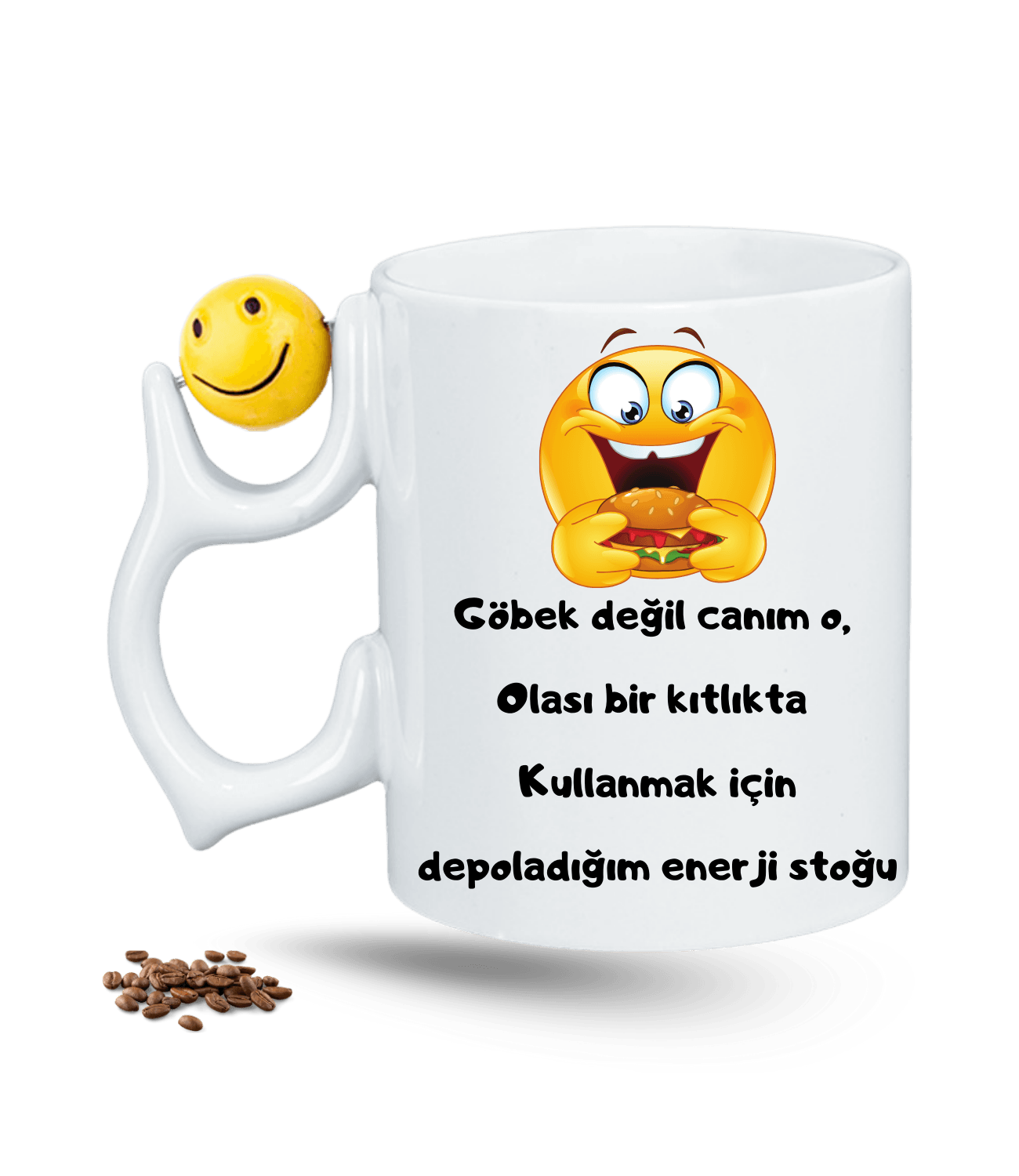 Göbek Değil Canım O Baskılı Emoji Dönen Toplu Kupa Bardak Çay Kahve Fincanı