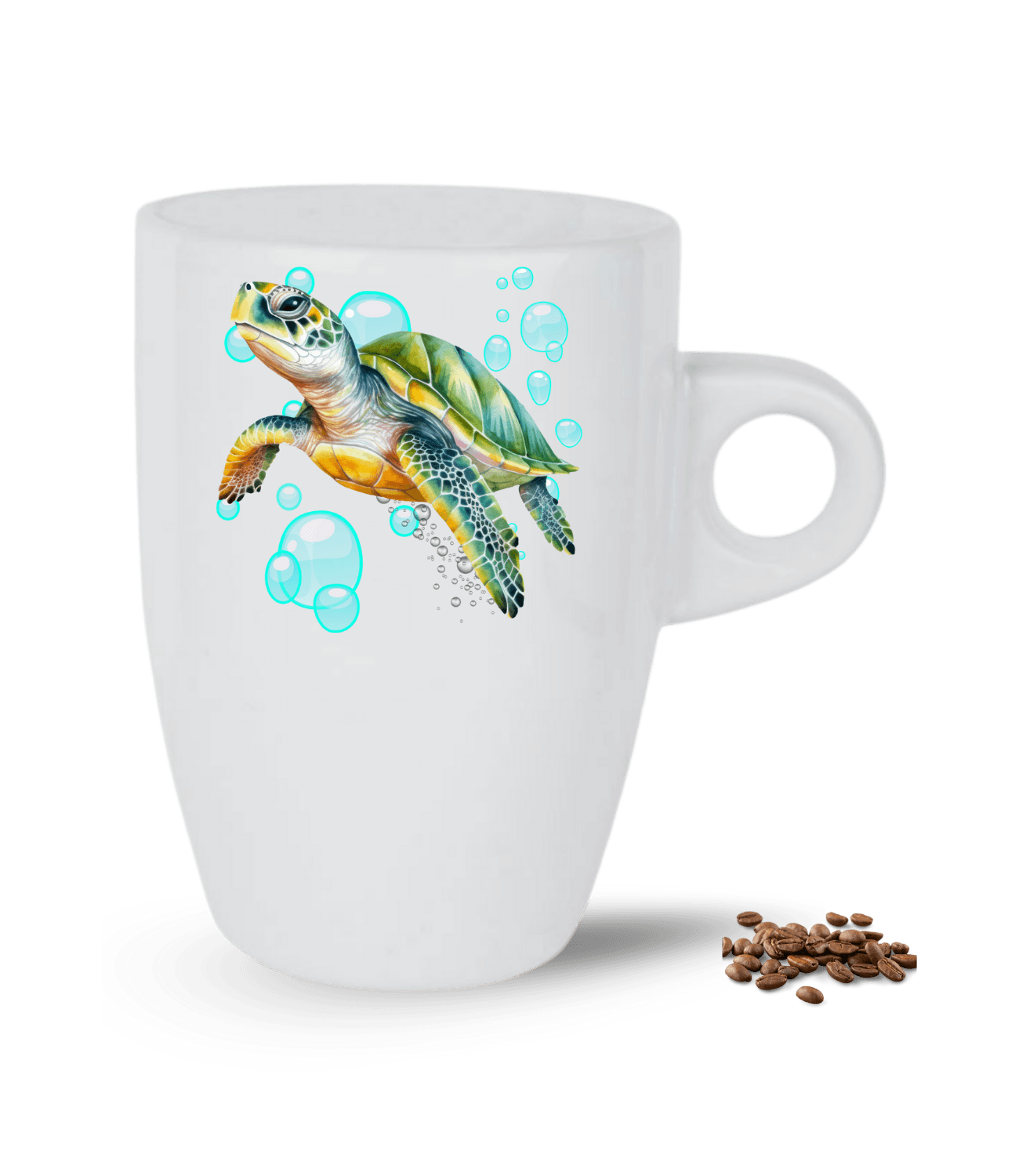 Caretta Su Kaplumbağa Baskılı Porselen Latte Kupa Bardak