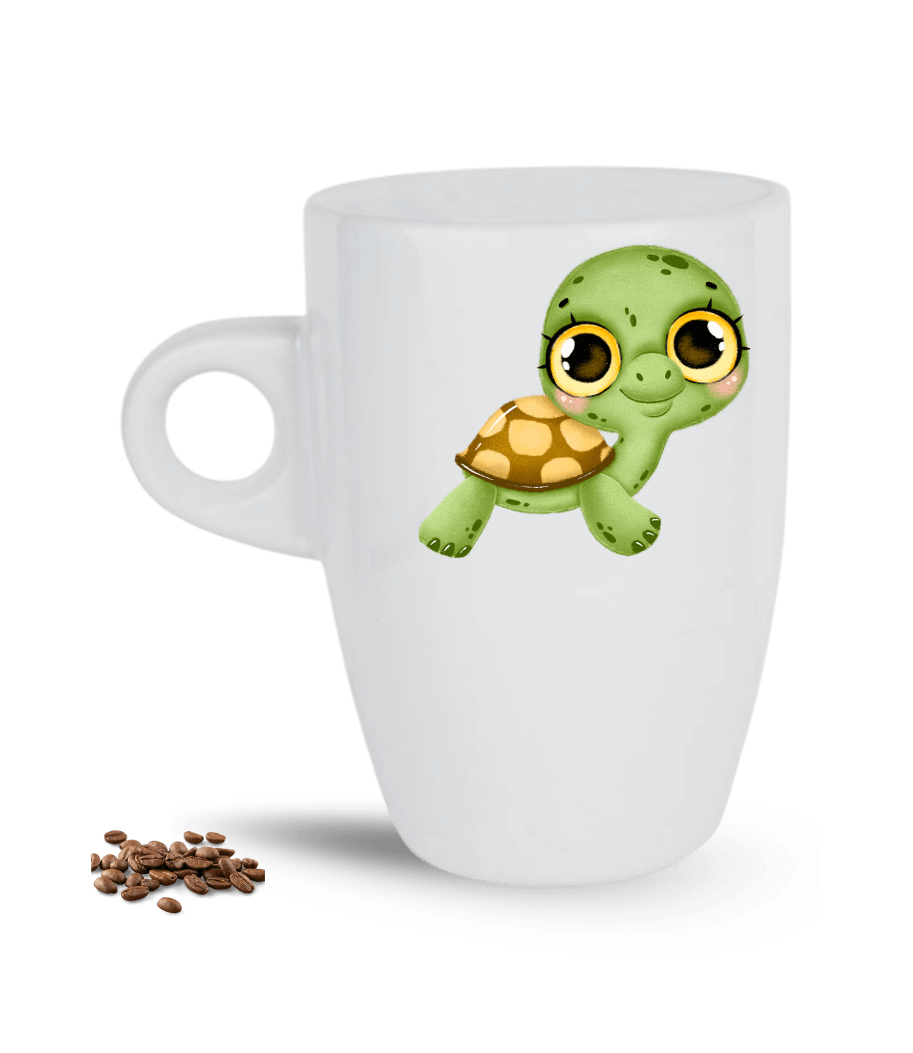 Sevimli Kaplumbağa Baskılı Porselen Latte Kupa Bardak