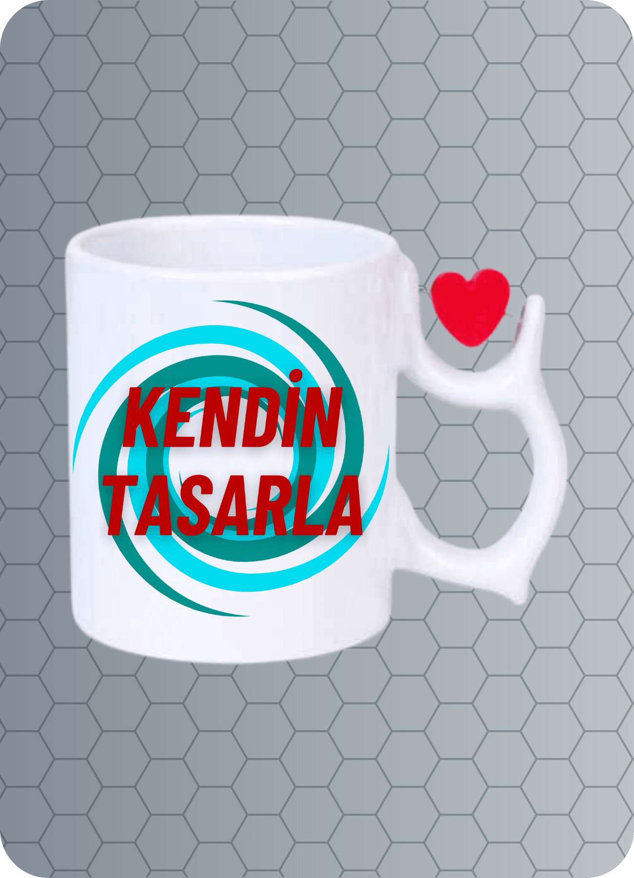 Dönen Kalp Figürlü Kişiye Özel İsimli Resimli Kupa Bardak Çay Kahve Fincanı
