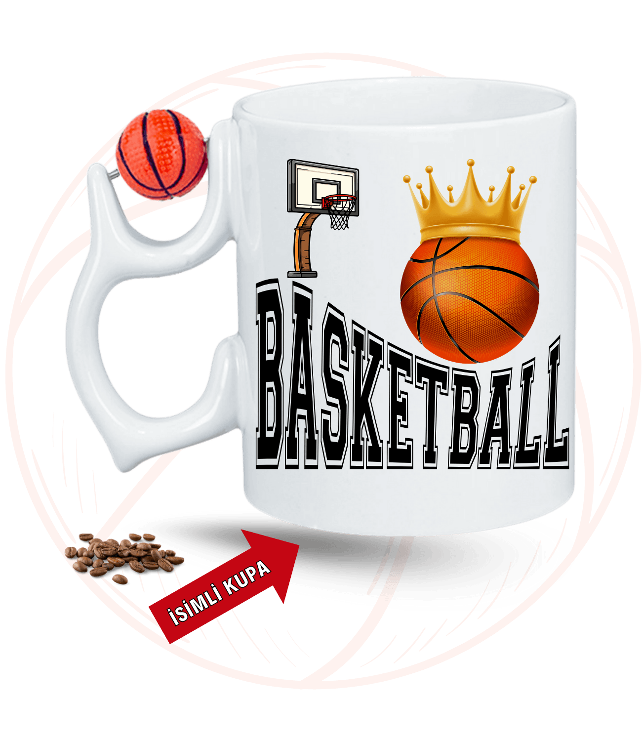 Basketbol Temalı Basketbol Toplu Kupa + Baskılı Pamuklu Tişört Kombin-1