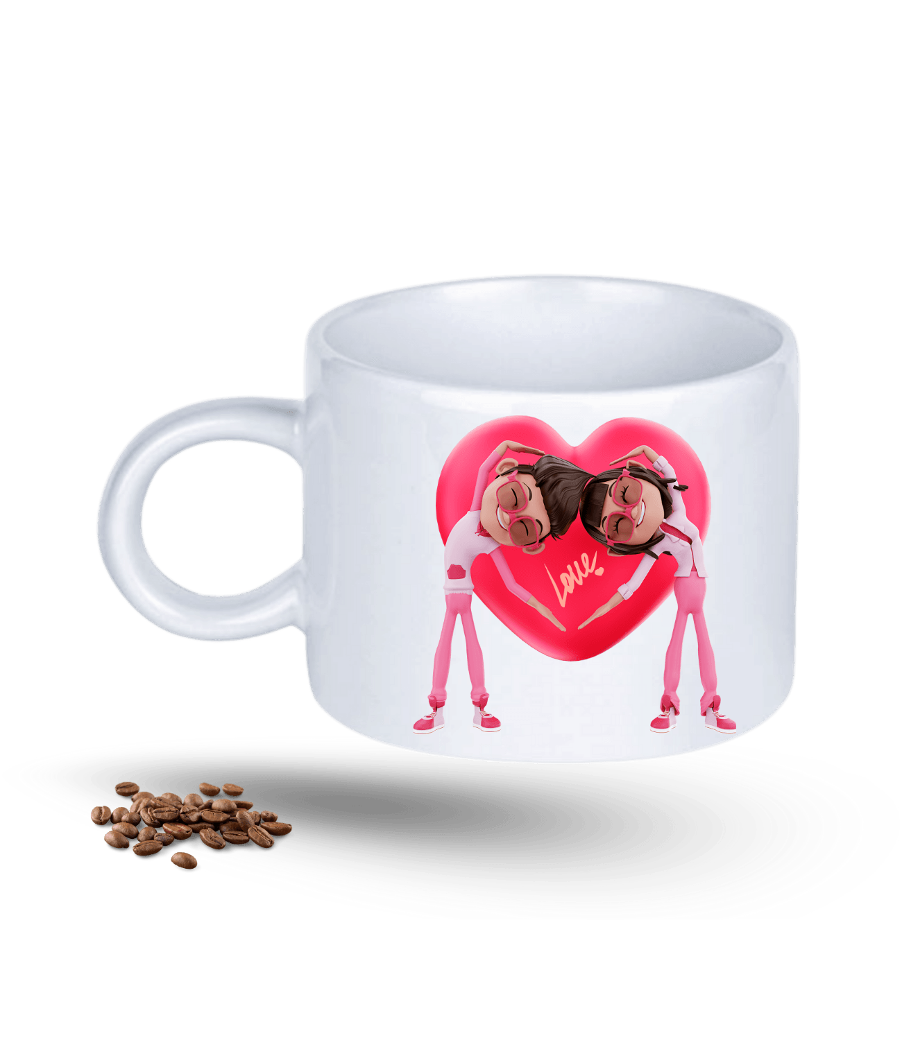Aşk Temalı Sevgililer Love Kalp Baskılı Porselen Motto Kupa Bardak
