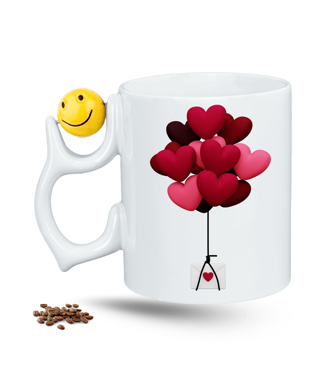 Uçan Kalpler Baskılı Emoji Dönen Toplu Kupa Bardak Çay Kahve Fincanı