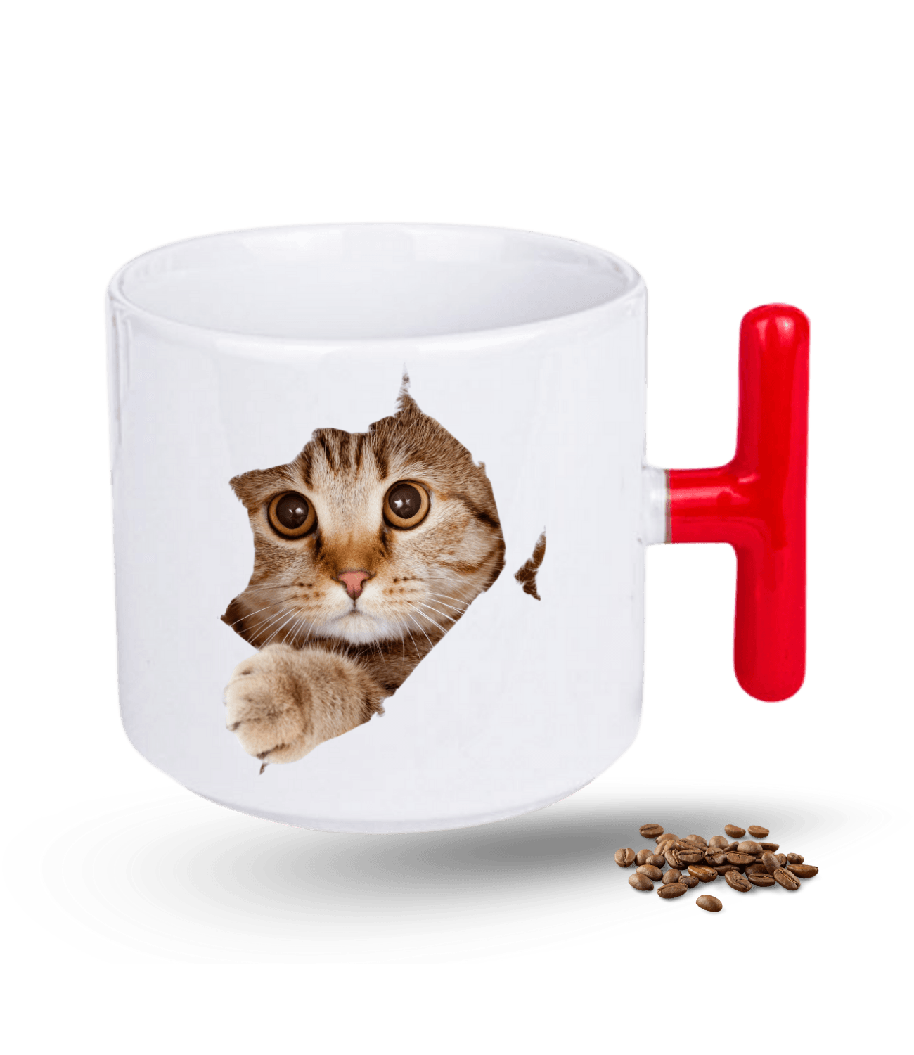 Tekir Kedi Temalı Kedi Sever Baskılı T Saplı Porselen Kupa Bardak