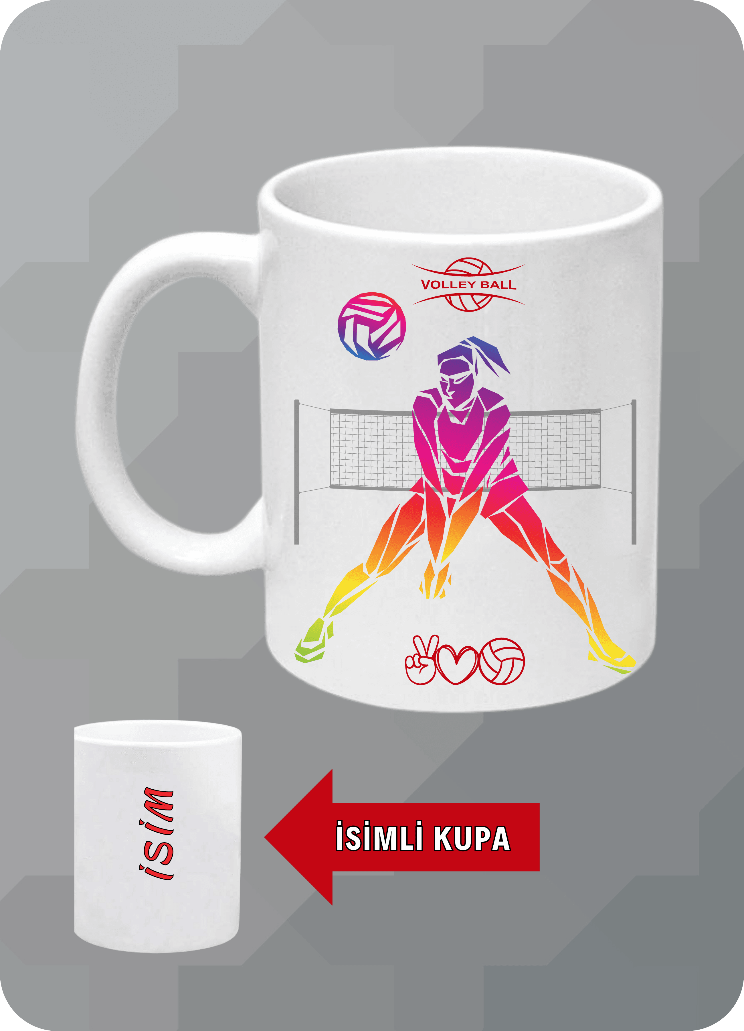 Voleybol Temalı Kadın Voleybolcu Kupa Bardak Çay Kahve Fincanı-3