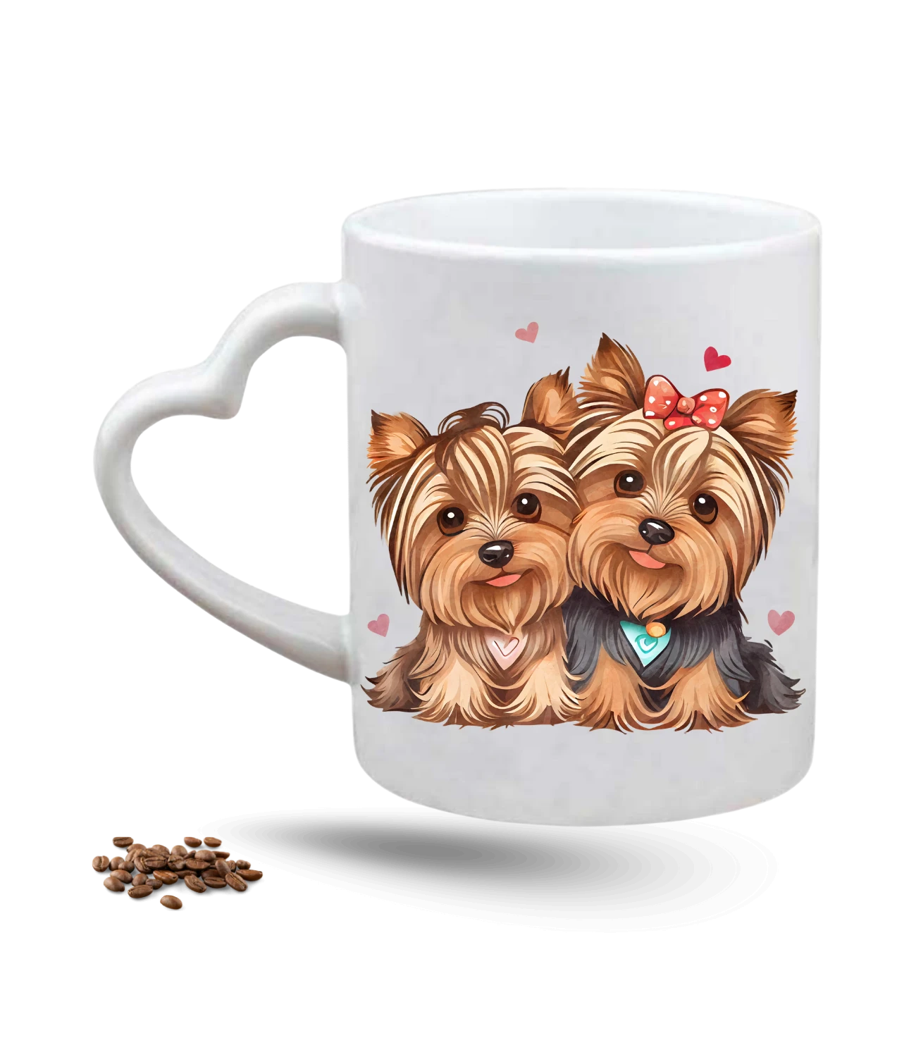 Terrier Cute Köpek Sever Kalpli Baskılı Porselen Kalp Kulp Kupa Bardak