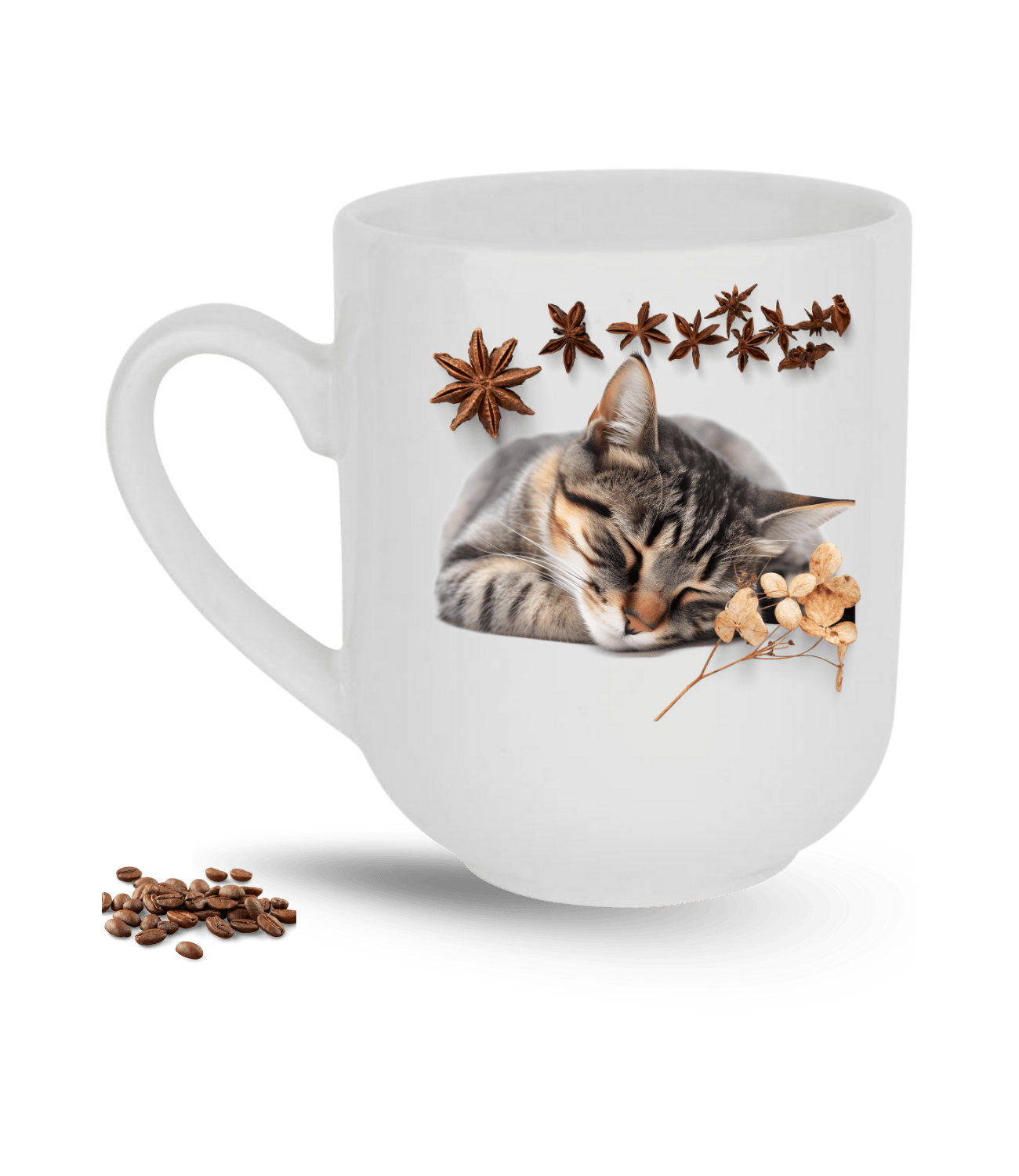 Uykucu Kedi Temalı Kedi Sever Baskılı Elit Lüx Porselen Kupa Bardak