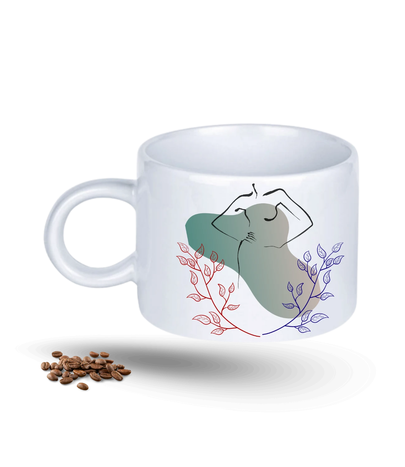 Sluet Temalı Modern Kadın Baskılı Porselen Motto Kupa Bardak