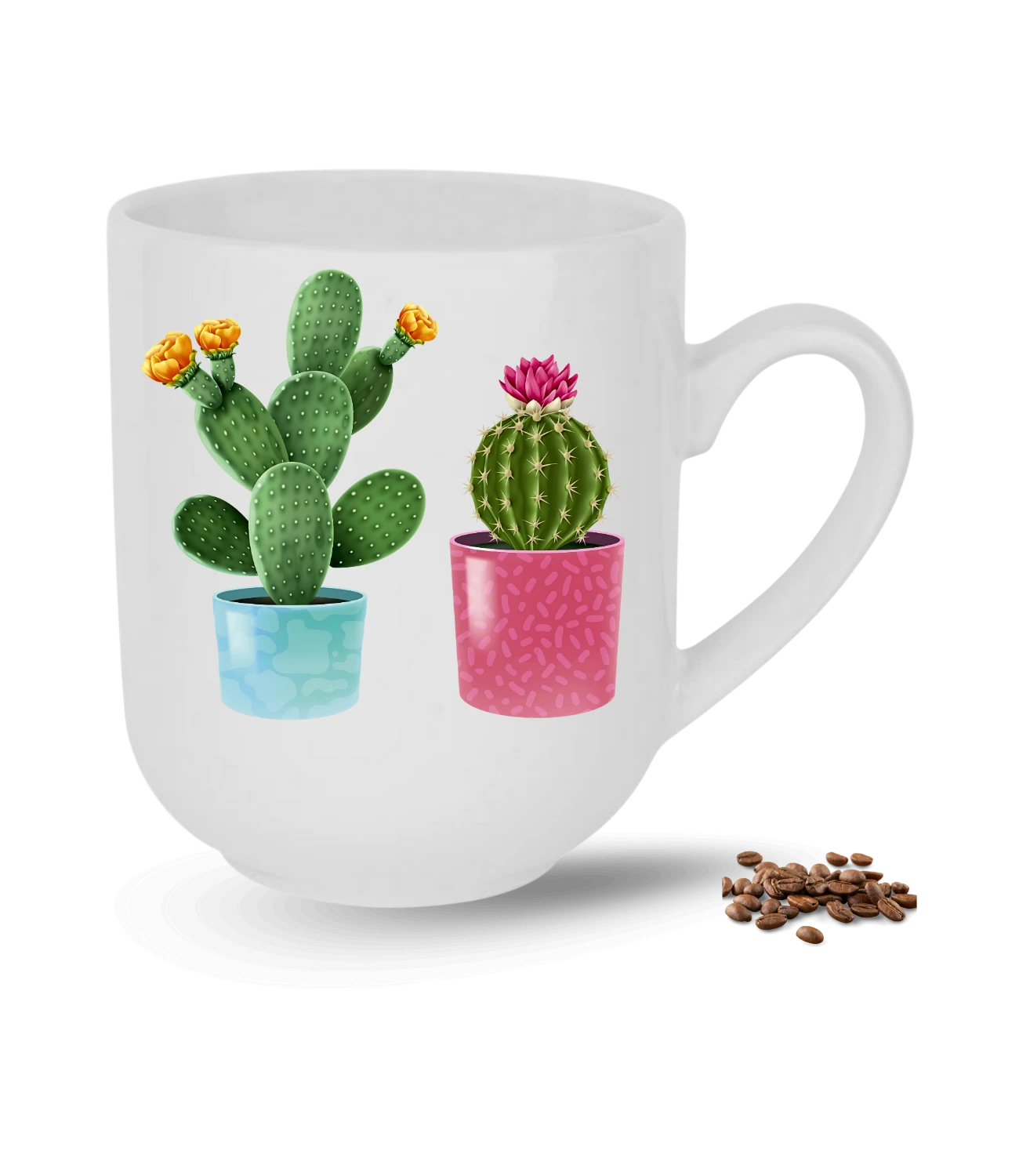 Sevgi Temalı Kaktüs Baskılı Elit Lüx Porselen Kupa Bardak