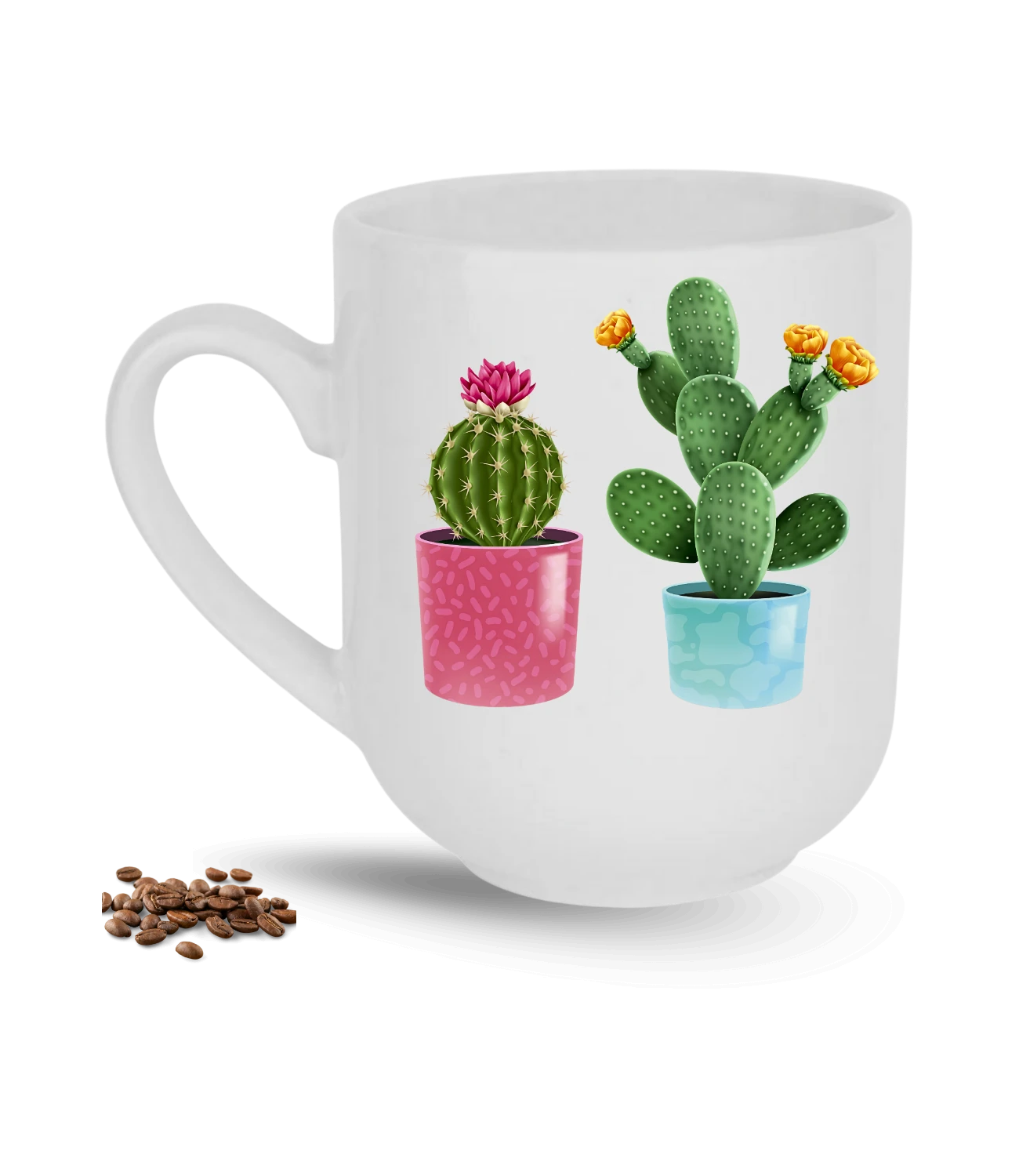 Sevgi Temalı Kaktüs Baskılı Elit Lüx Porselen Kupa Bardak