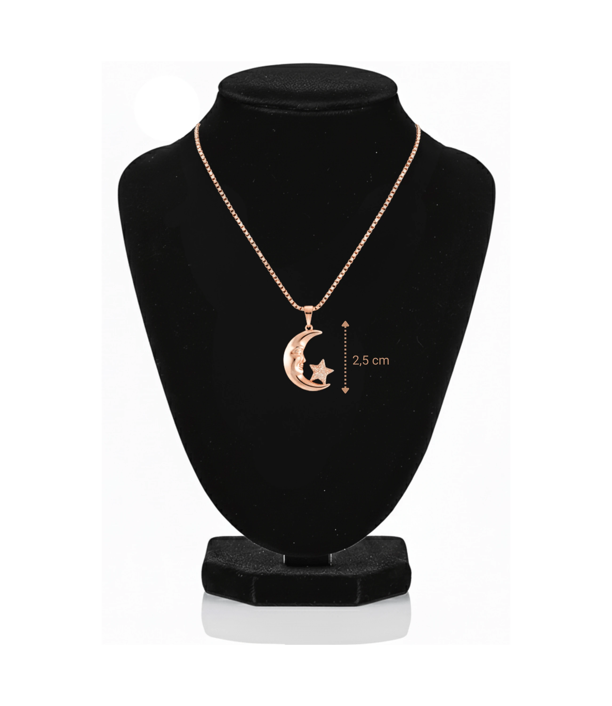 Ay Yıldız Detaylı Rose Altın Kaplama Vip Seri Kolye Xuping 43cm