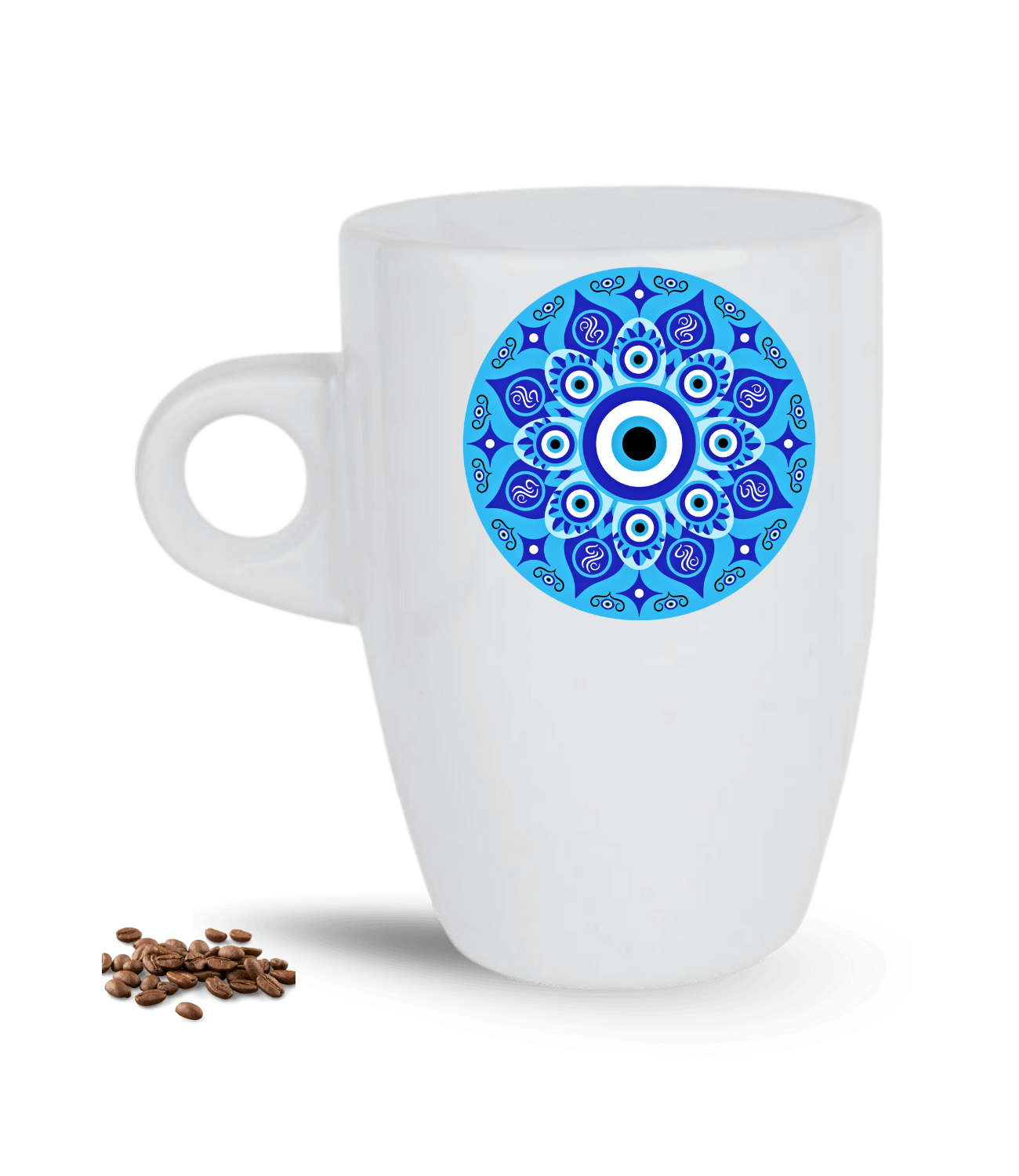 Mandala Temalı Nazarlık Baskılı Porselen Latte Kupa Bardak