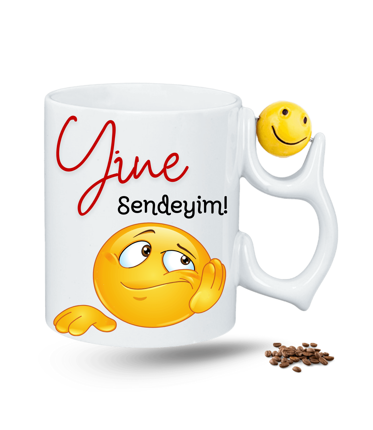 Yine Sendeyim Baskılı Emoji Dönen Toplu Kupa Bardak Çay Kahve Fincanı