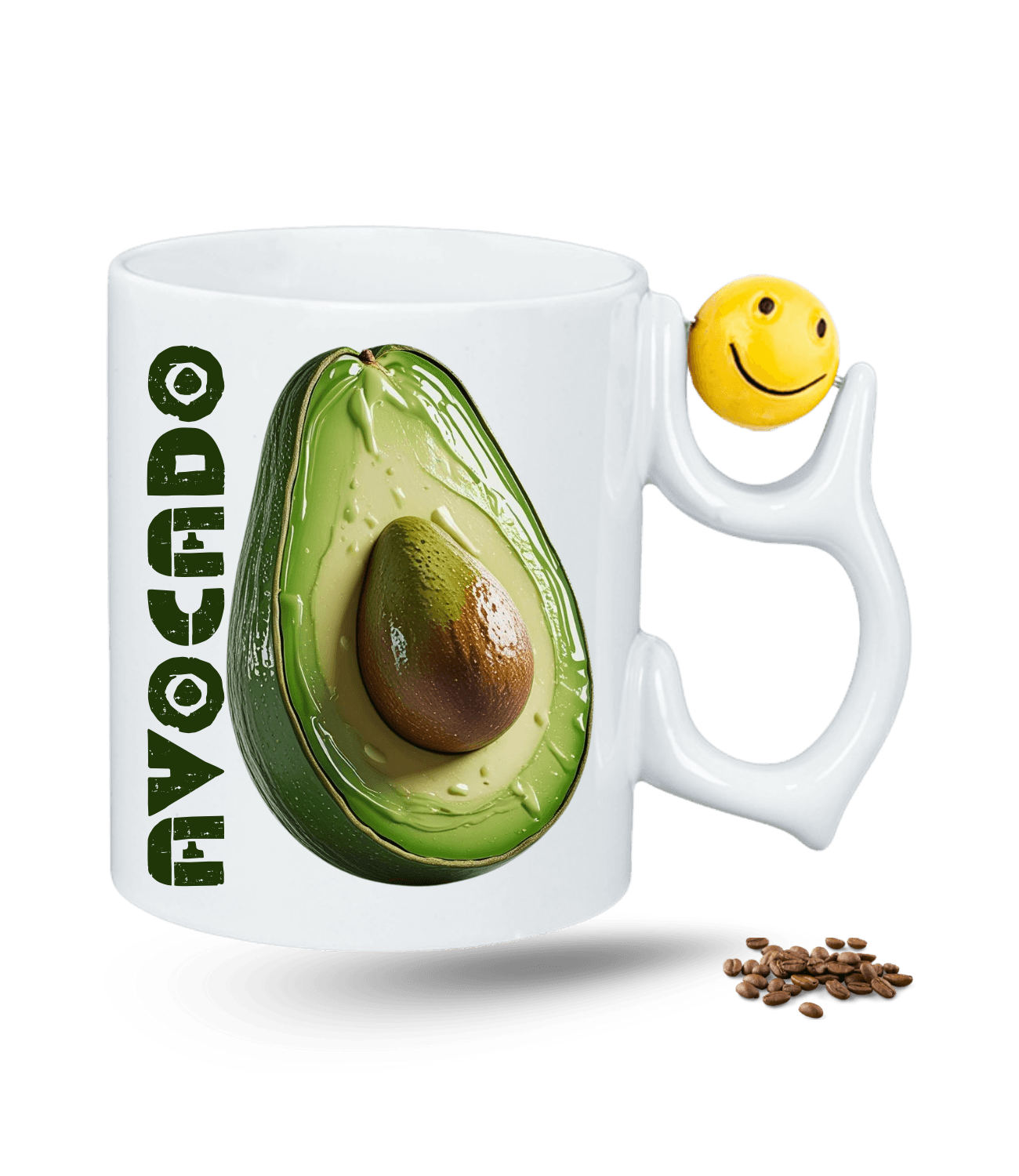 3d Avokado Baskılı Emoji Dönen Toplu Kupa Bardak Çay Kahve Fincanı