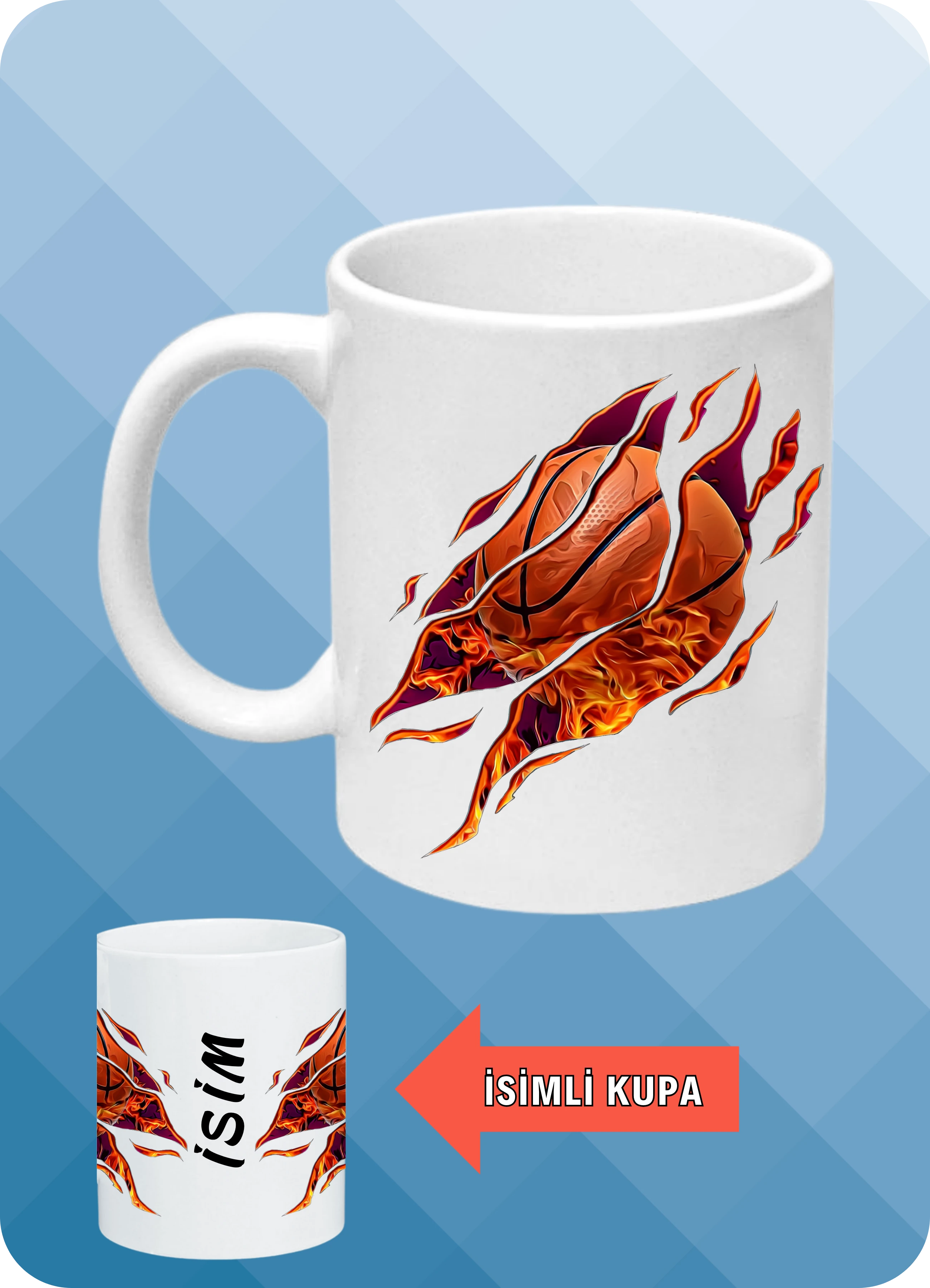 Basketbol Temalı Basket Sever Baskılı Kupa Bardak Çay Kahve Fincanı-1