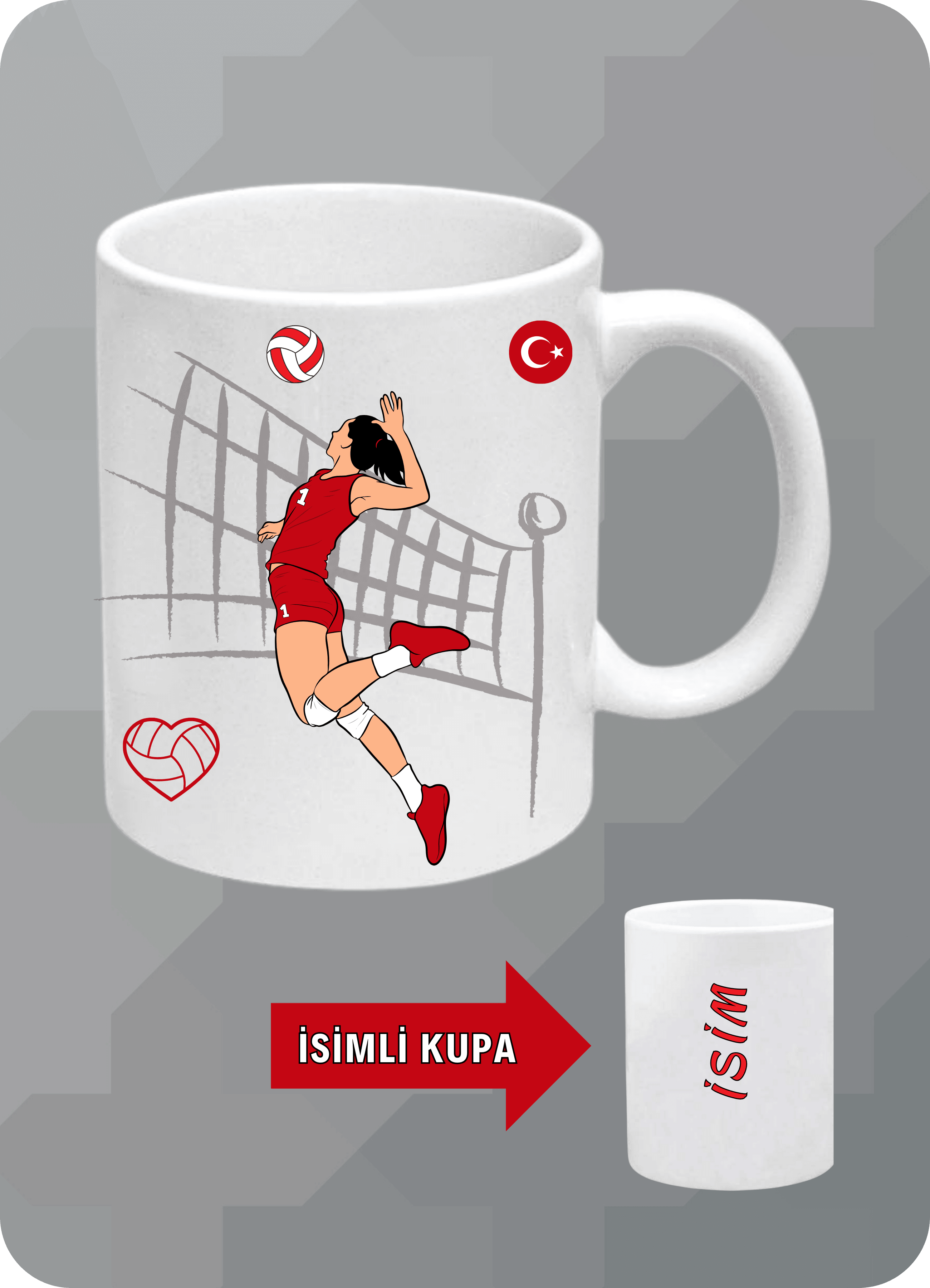 Voleybol Temalı Kadın Voleybolcu Kupa Bardak Çay Kahve Fincanı-1