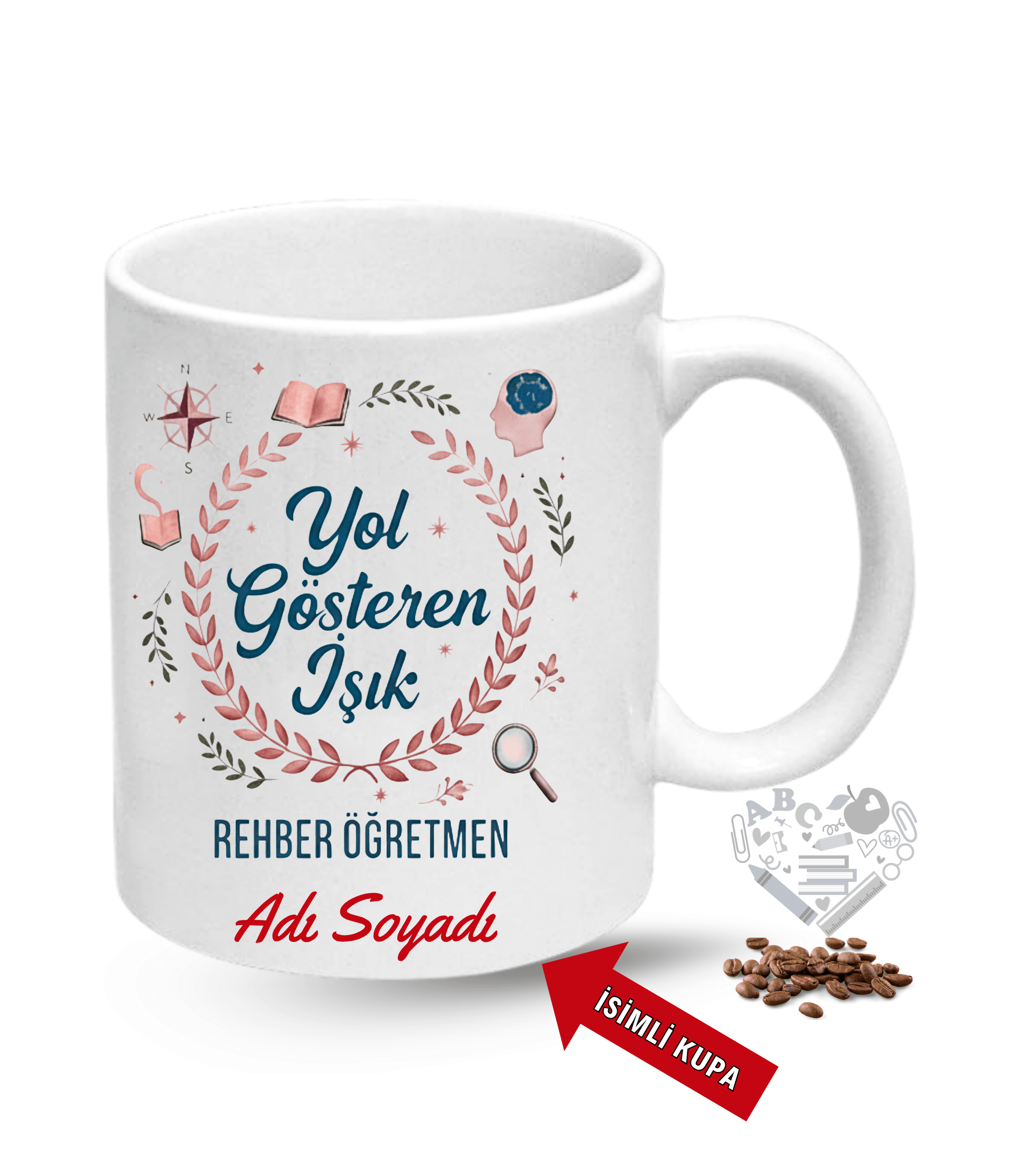 Öğretmenler Günü Rehber Öğretmen İsimli Baskılı Porselen Kupa Bardak