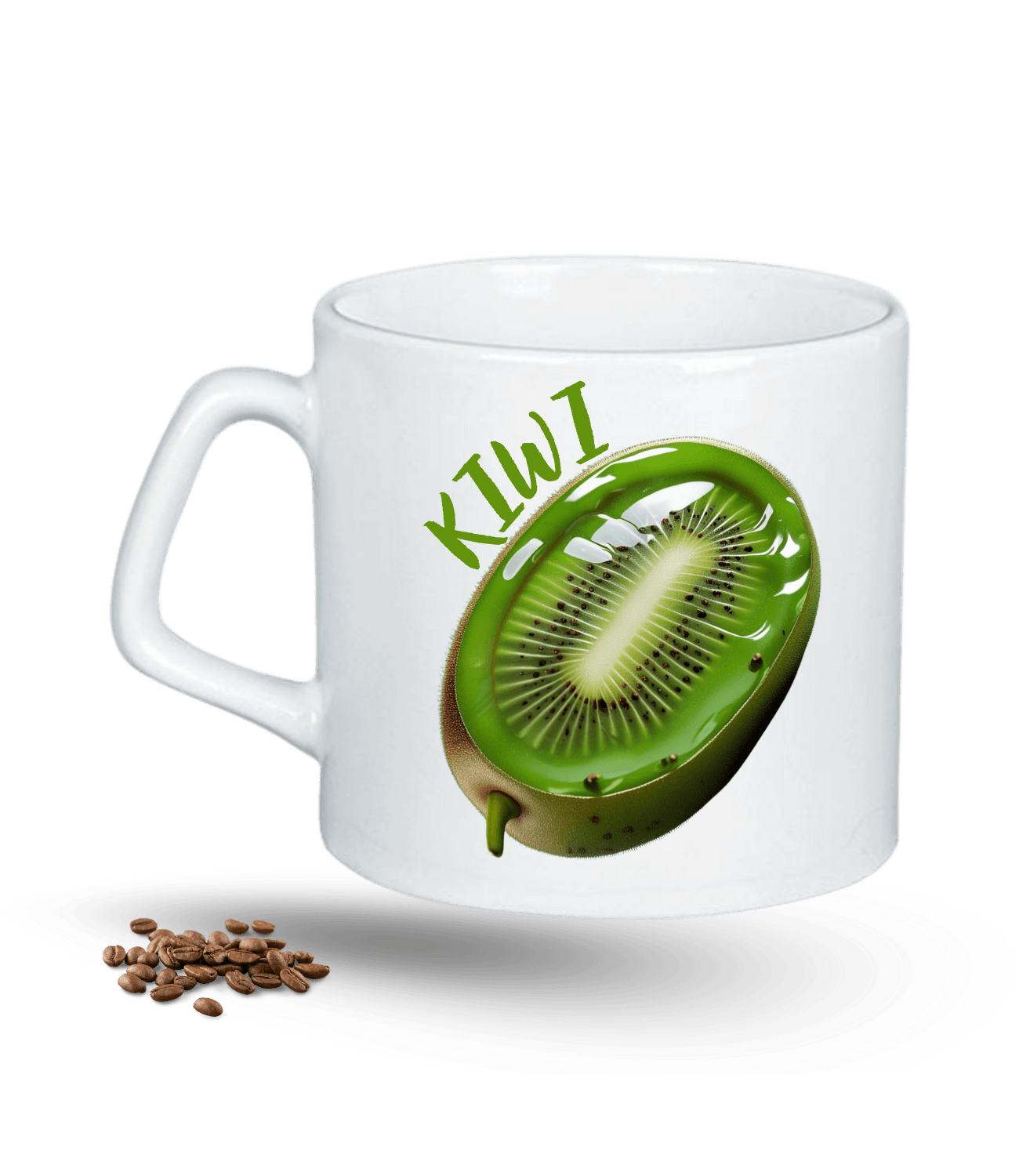 3d Kiwi Baskılı Porselen Afilli Kupa Bardak