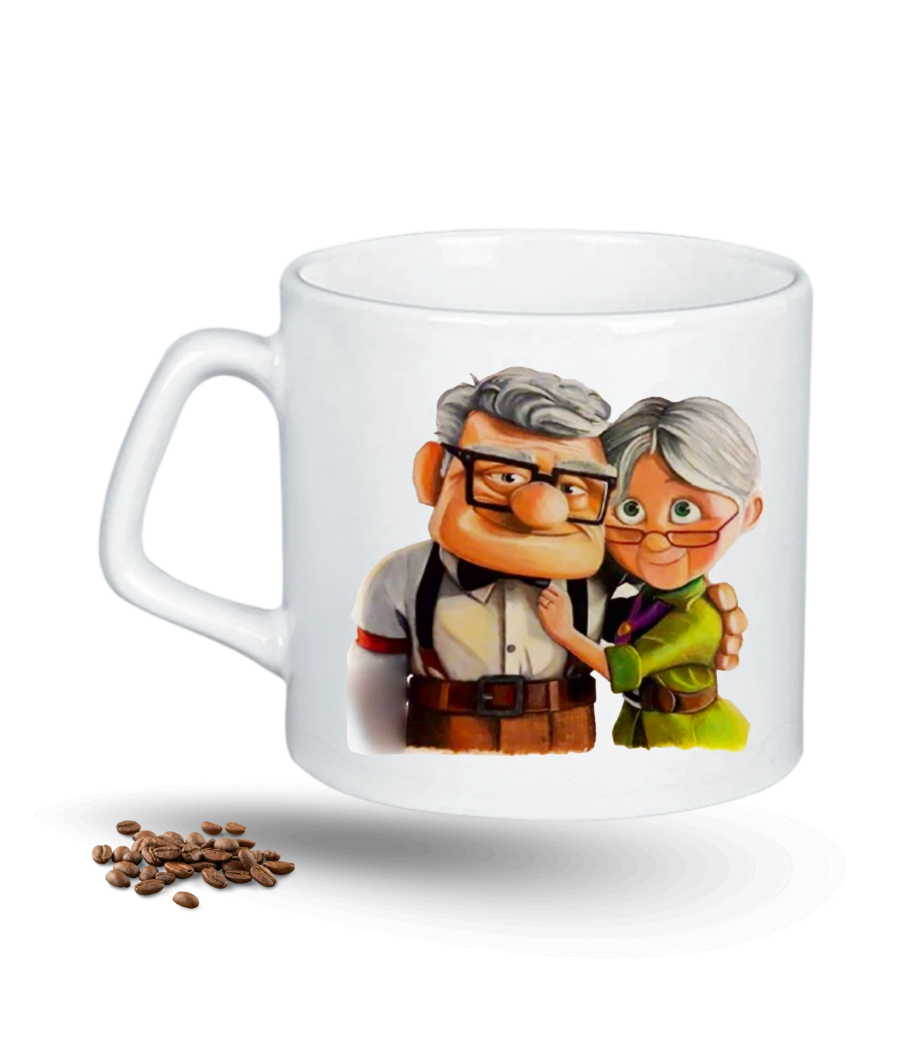 Yukarı Bak Yaşlı Çift Carl and Ellie Baskılı Porselen Afilli Kupa Bardak