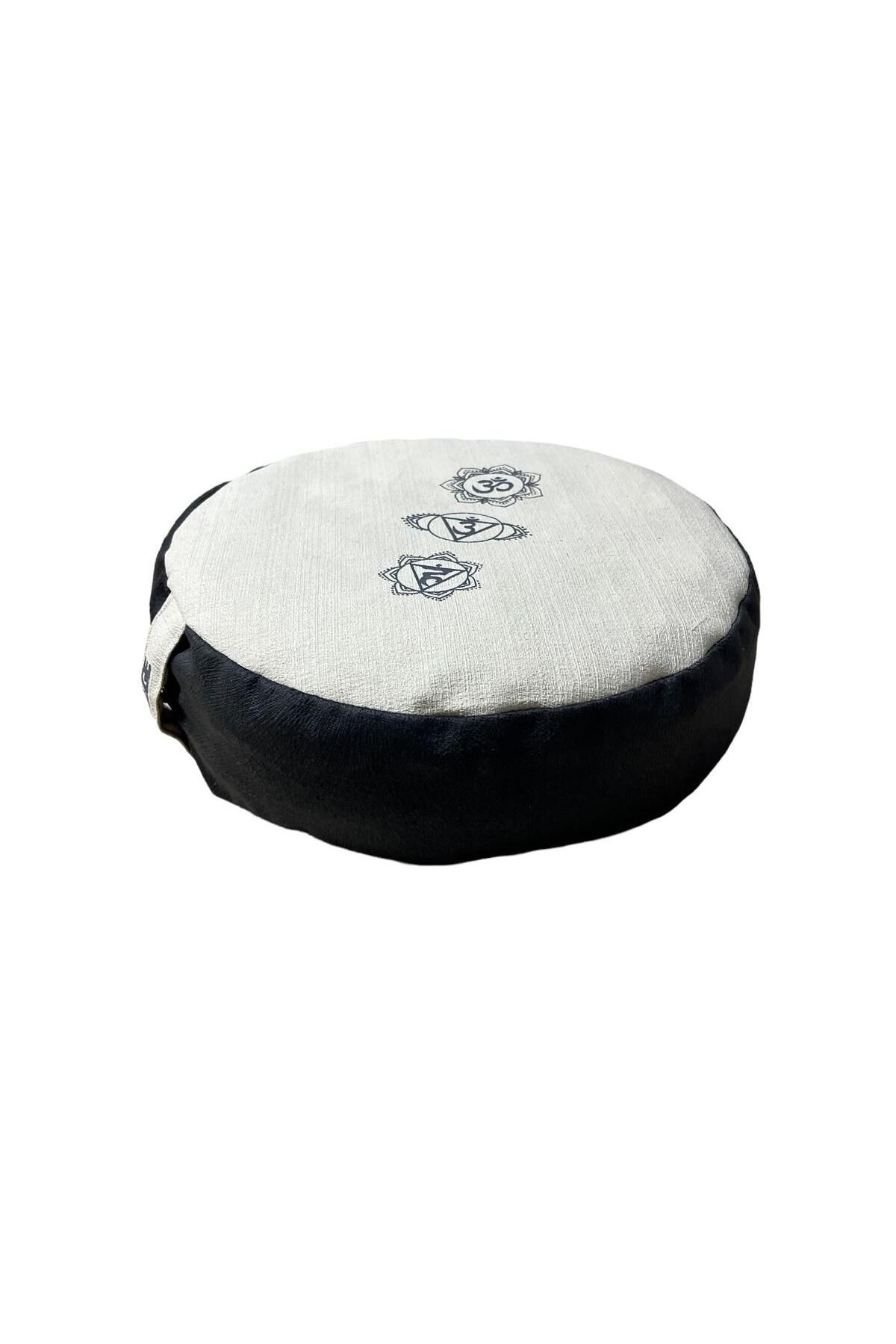 Organik Kabuk Dolgulu Zafu Meditasyon Minderi - %100 Doğal Ham Bez Meditasyon Minderi