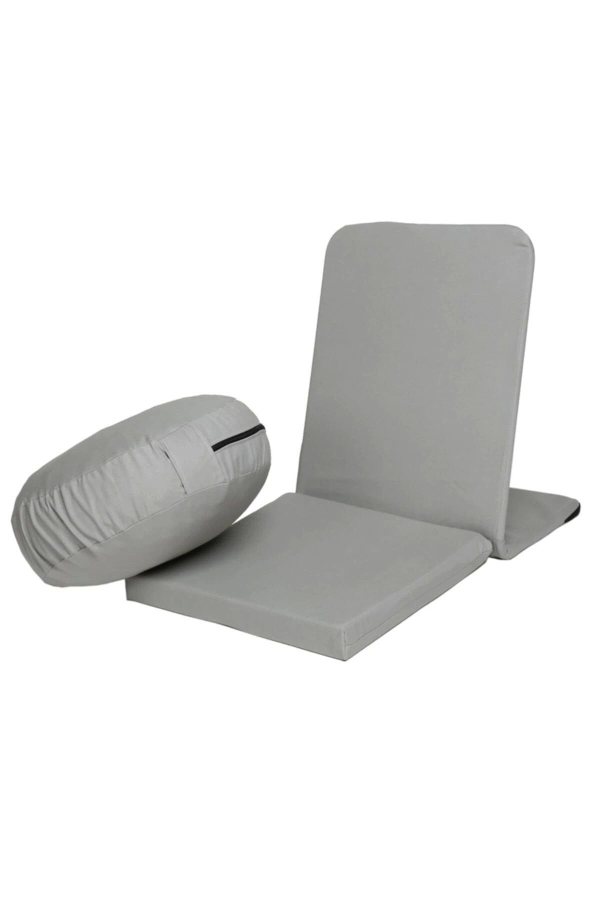 Meditasyon Sandalyesi Backjack + Bolster Minderi + Meditasyon Minderi Ikili Set Set - gri