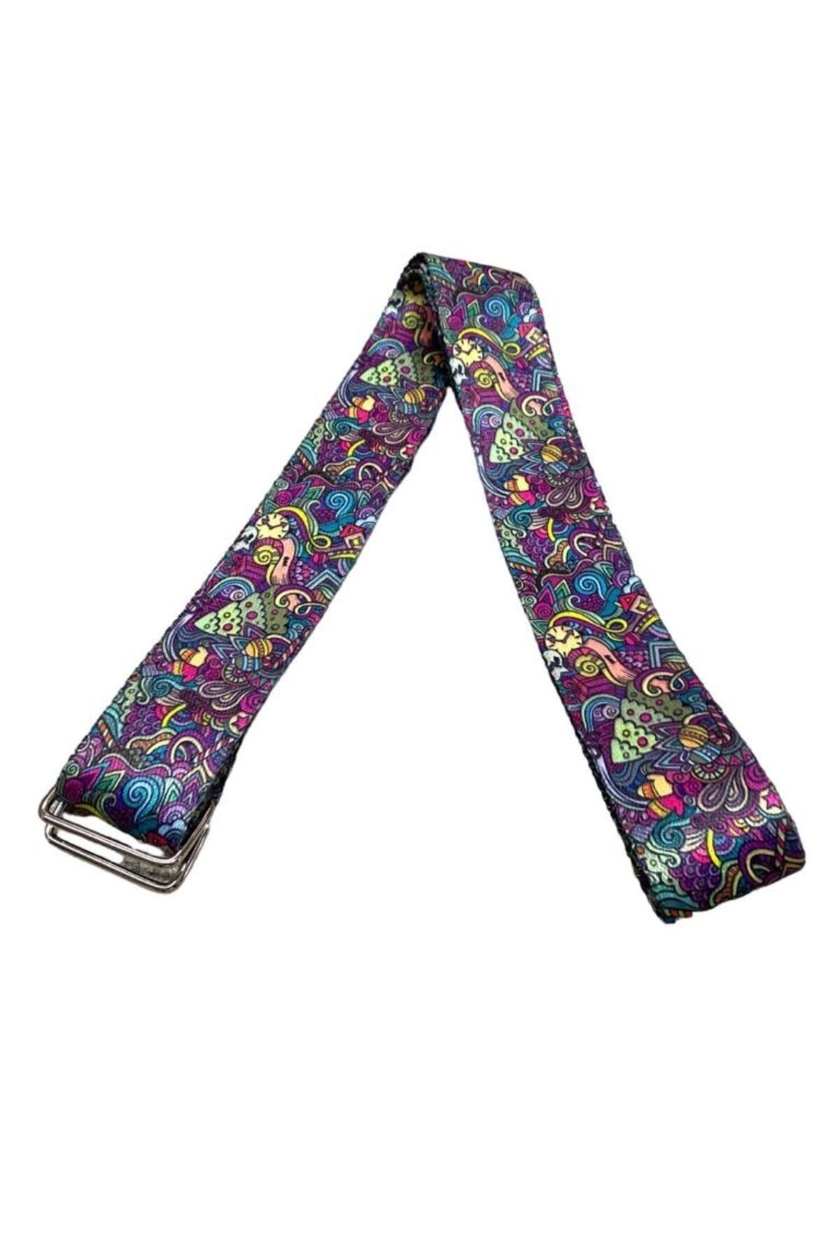 Yoga Kemeri - Desenli Metal Bağlantılı 200 Cm Yoga Kemeri - Yoga Kayışı